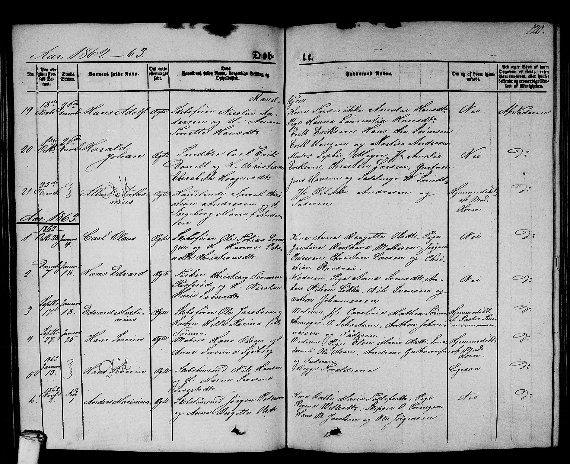 Larvik kirkebøker, AV/SAKO-A-352/G/Gb/L0002: Klokkerbok nr. II 2, 1843-1866, s. 120