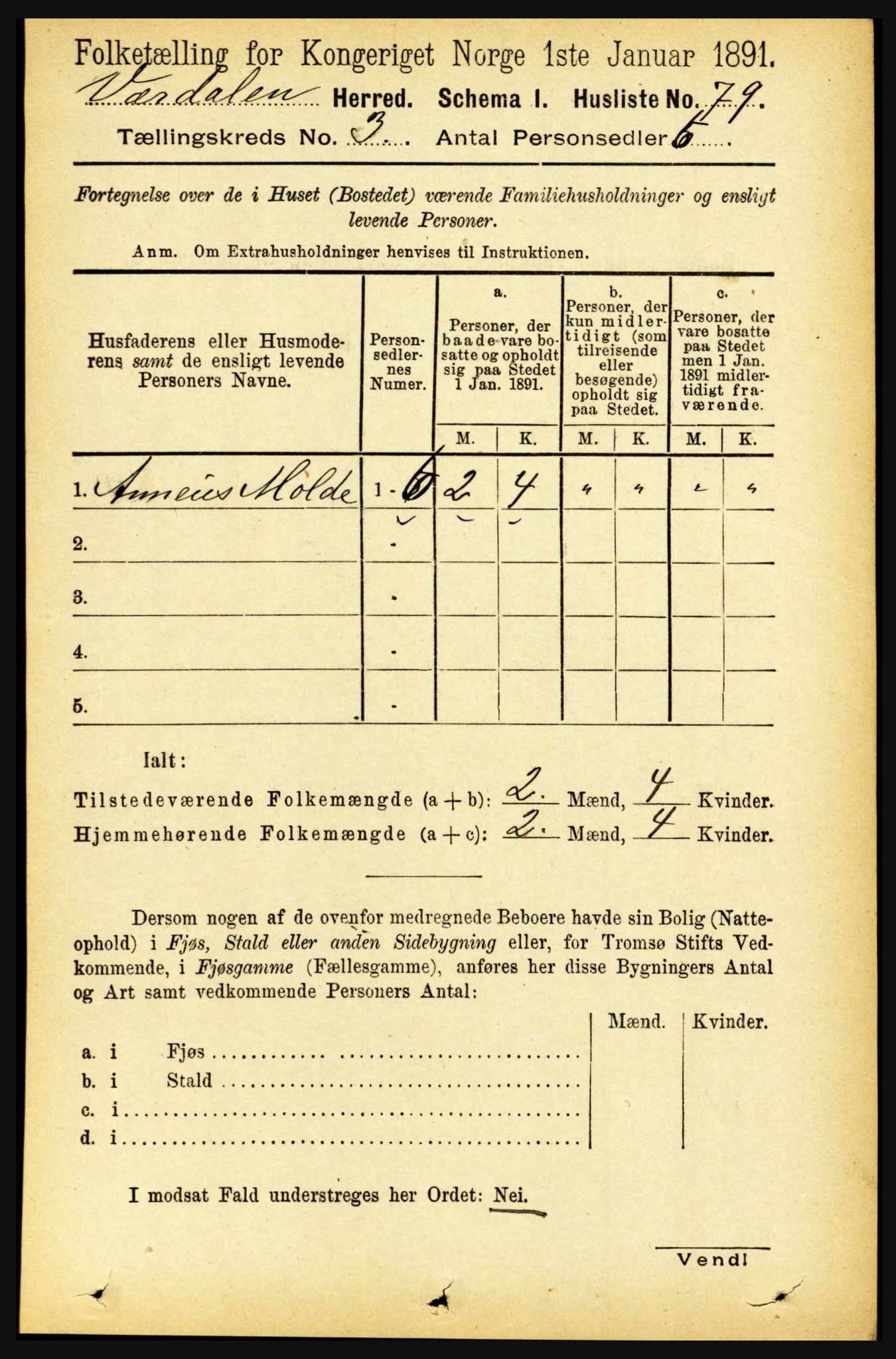RA, Folketelling 1891 for 1721 Verdal herred, 1891, s. 1738