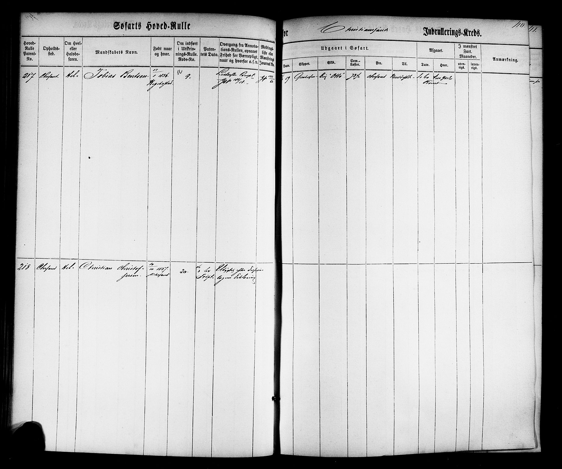 Kristiansand mønstringskrets, AV/SAK-2031-0015/F/Fb/L0022: Hovedrulle nr 1-766, dublett, J-1, 1860-1870, s. 111