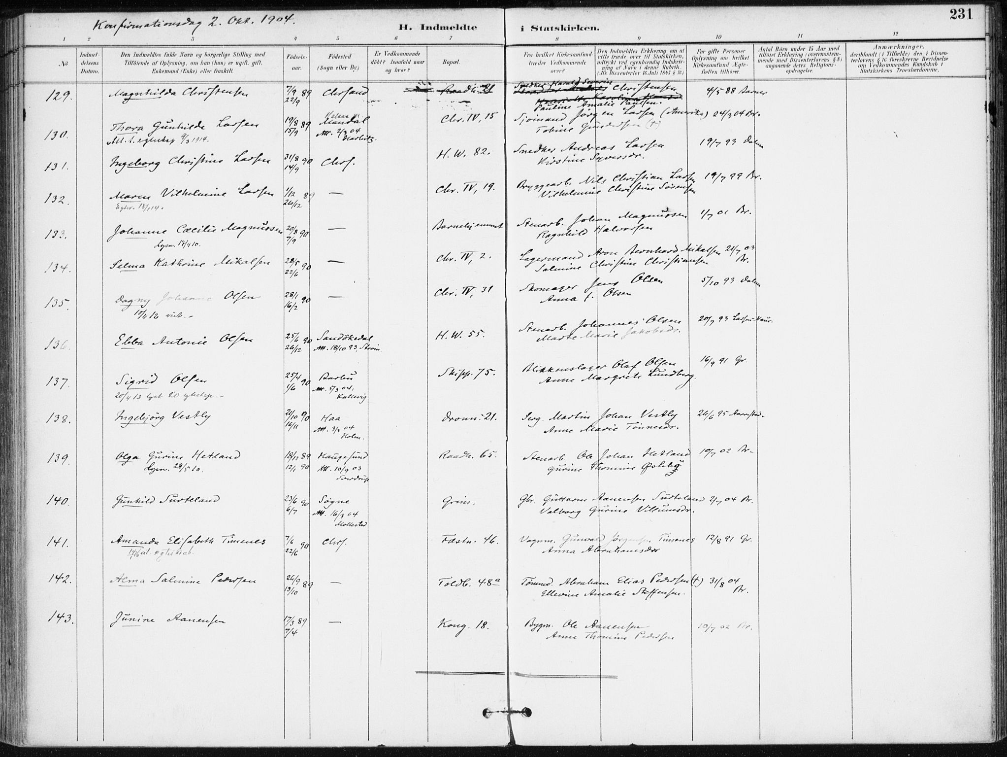 Kristiansand domprosti, AV/SAK-1112-0006/F/Fa/L0020: Ministerialbok nr. A 19, 1893-1904, s. 231