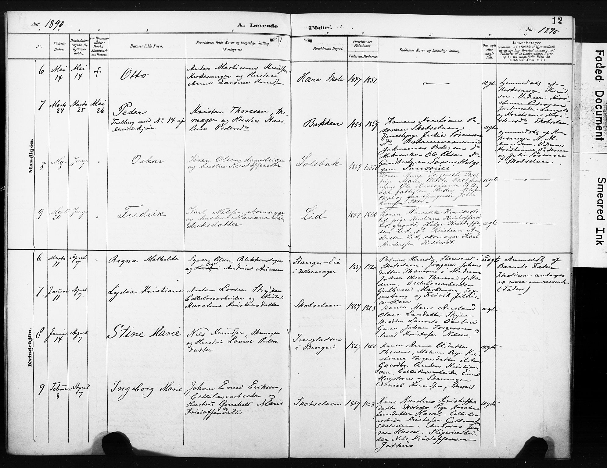 Eiker kirkebøker, AV/SAKO-A-4/F/Fc/L0002: Ministerialbok nr. III 2, 1889-1897, s. 12
