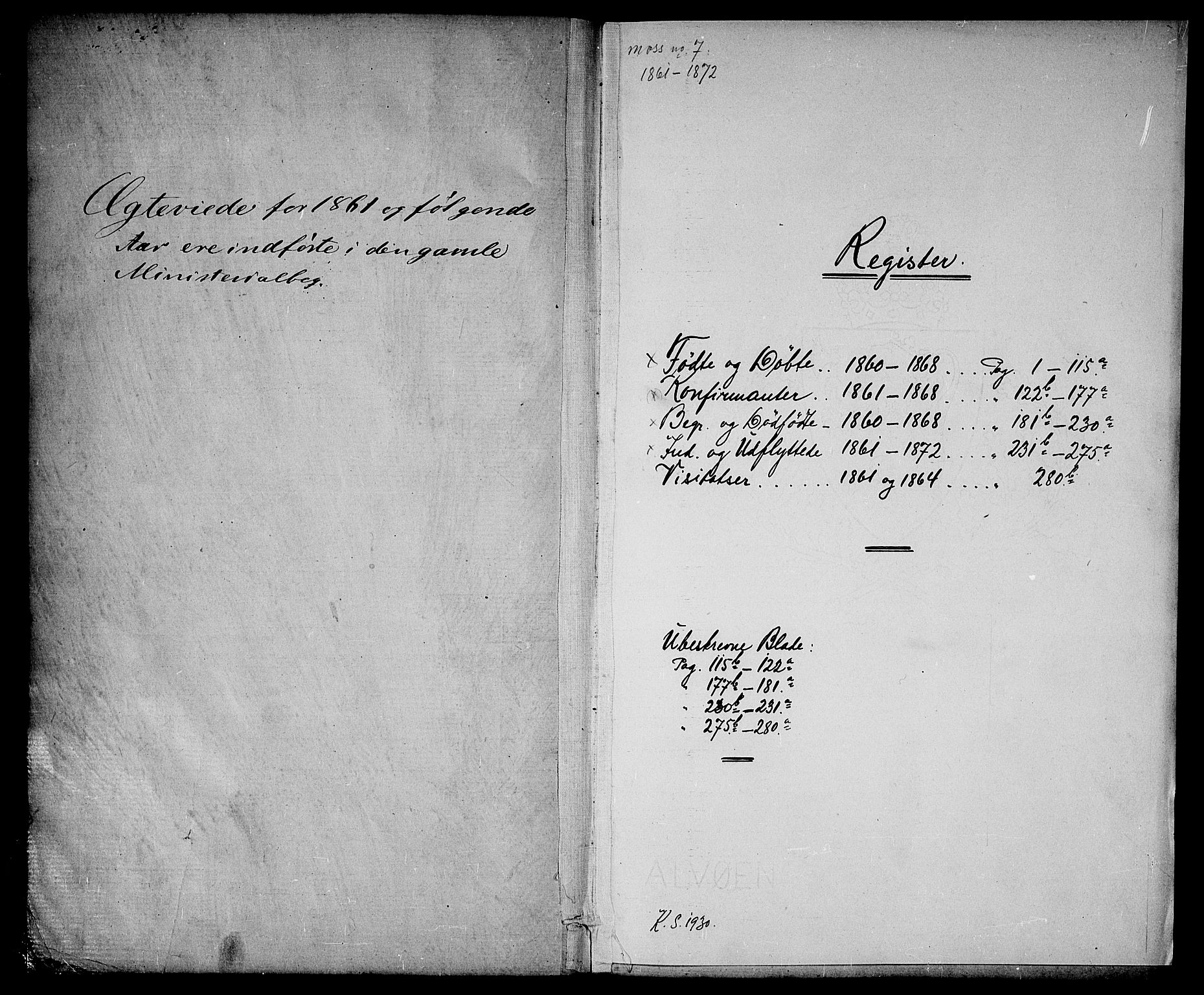 Moss prestekontor Kirkebøker, SAO/A-2003/G/Ga/L0003: Klokkerbok nr. I 3, 1861-1872