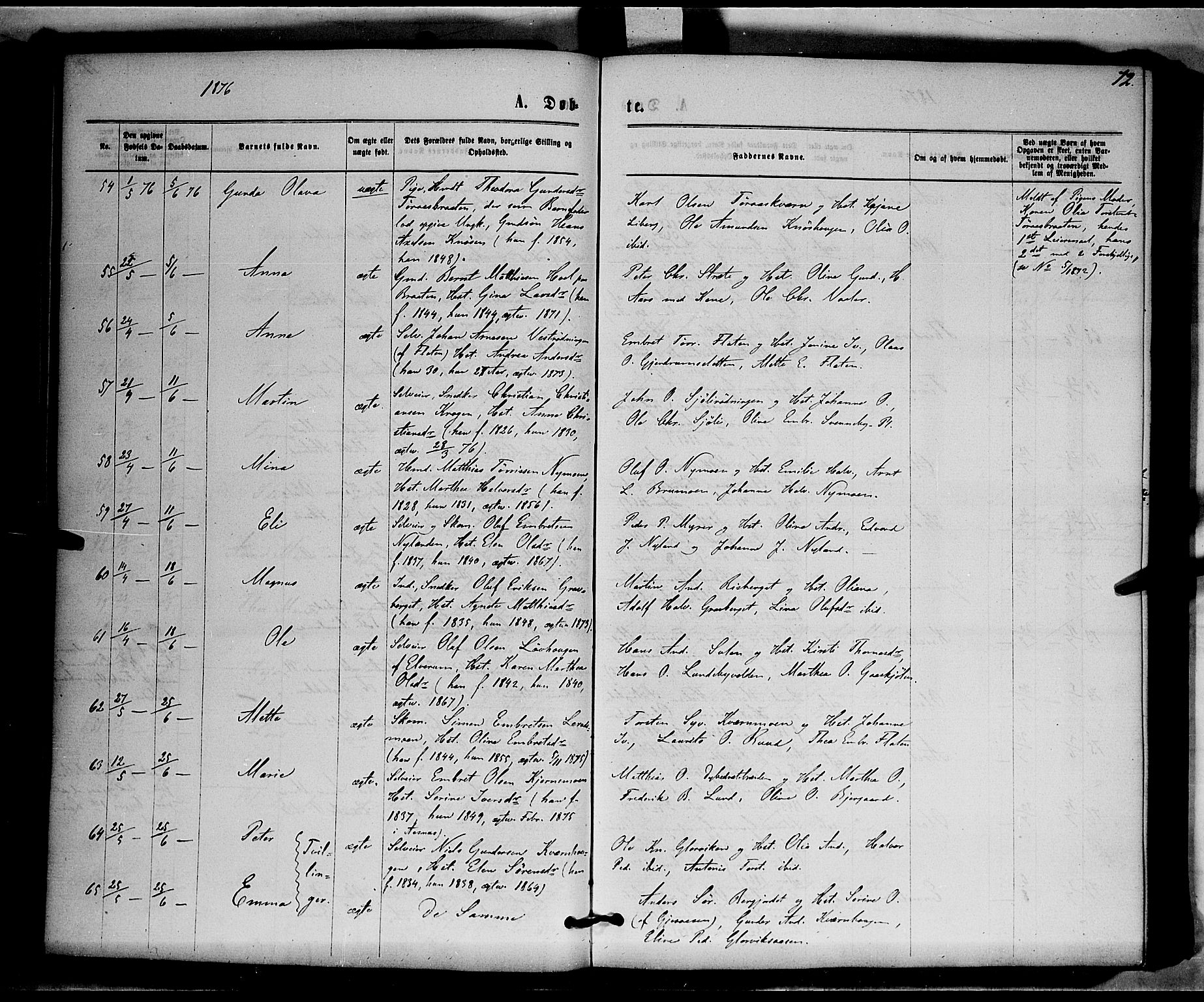 Våler prestekontor, Hedmark, AV/SAH-PREST-040/H/Ha/Haa/L0002: Ministerialbok nr. 2, 1867-1878, s. 72