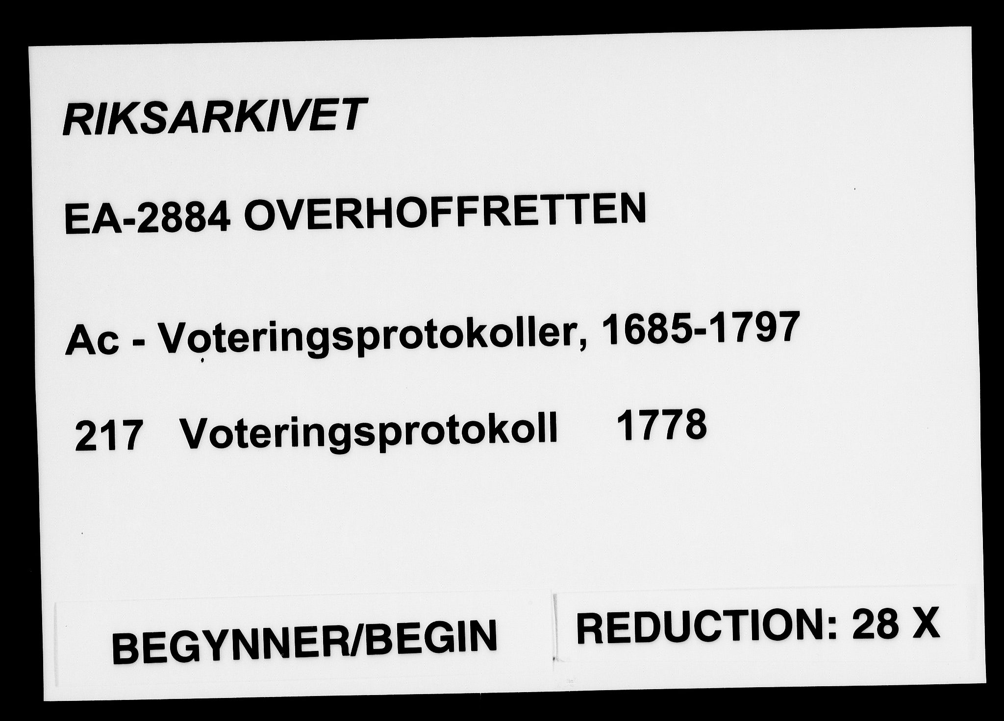 Overhoffretten 1667-1797, AV/RA-EA-2884/Ac/L0217: Voteringsprotokoll, 1778