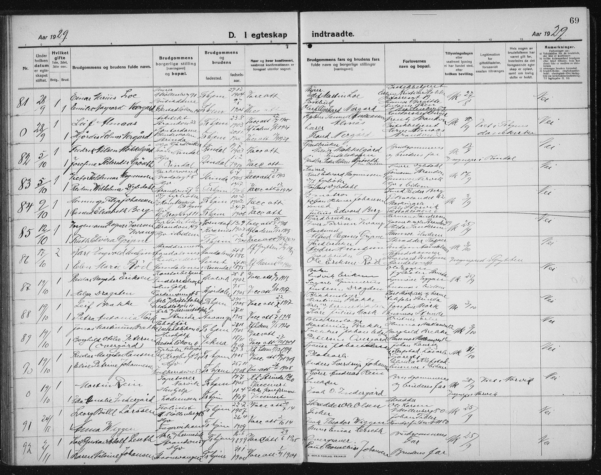 Ministerialprotokoller, klokkerbøker og fødselsregistre - Sør-Trøndelag, AV/SAT-A-1456/605/L0260: Klokkerbok nr. 605C07, 1922-1942, s. 69