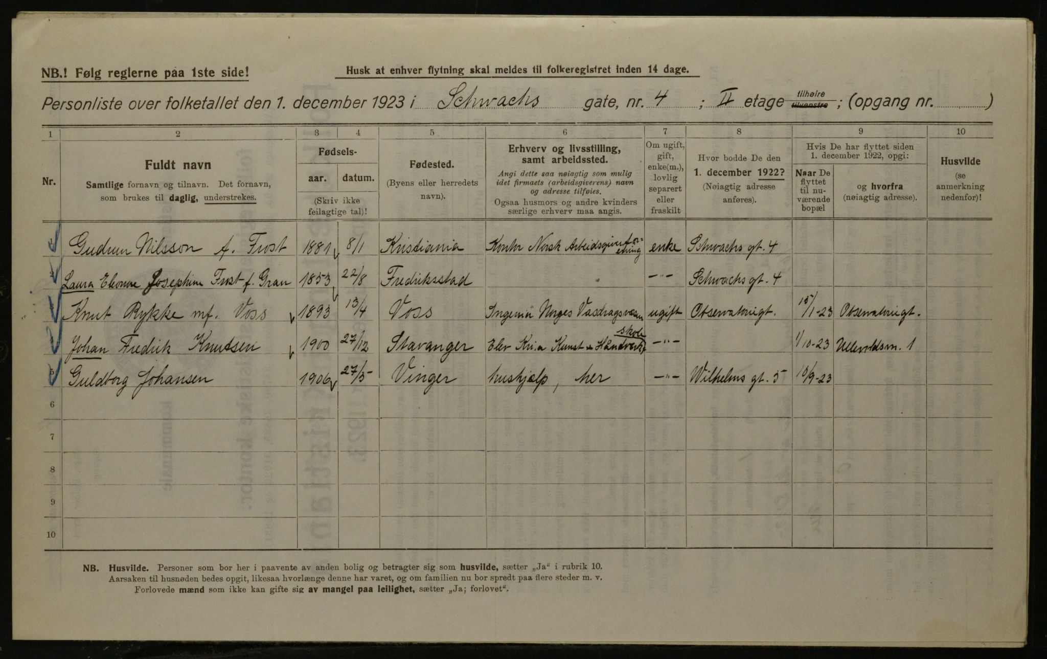 OBA, Kommunal folketelling 1.12.1923 for Kristiania, 1923, s. 100743