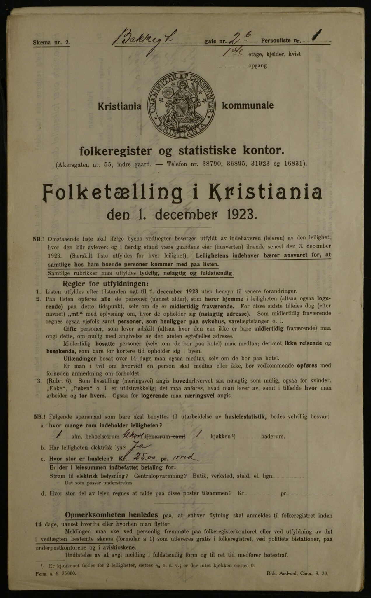 OBA, Kommunal folketelling 1.12.1923 for Kristiania, 1923, s. 3228