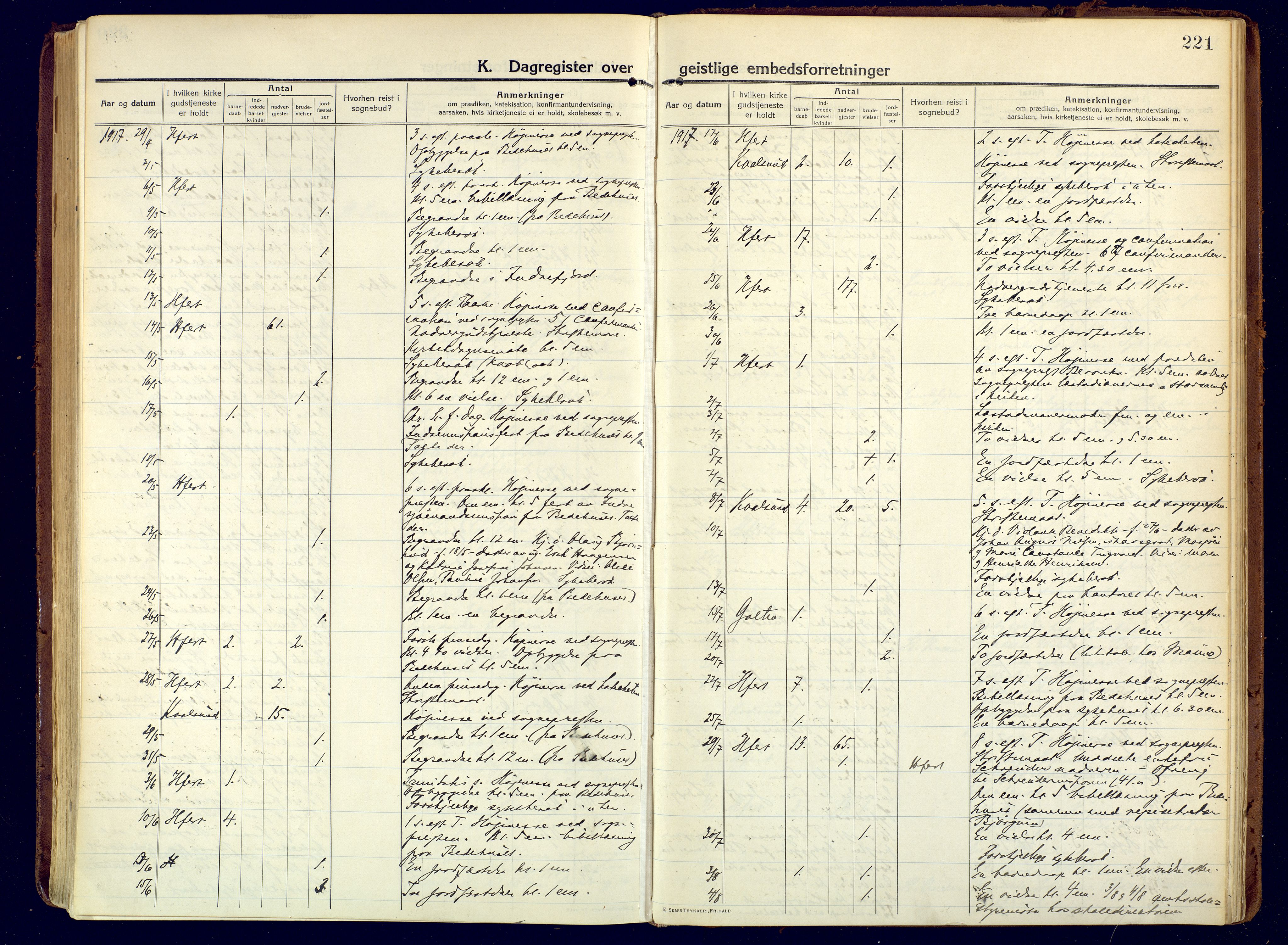 Hammerfest sokneprestkontor, AV/SATØ-S-1347/H/Ha/L0015.kirke: Ministerialbok nr. 15, 1916-1923, s. 221