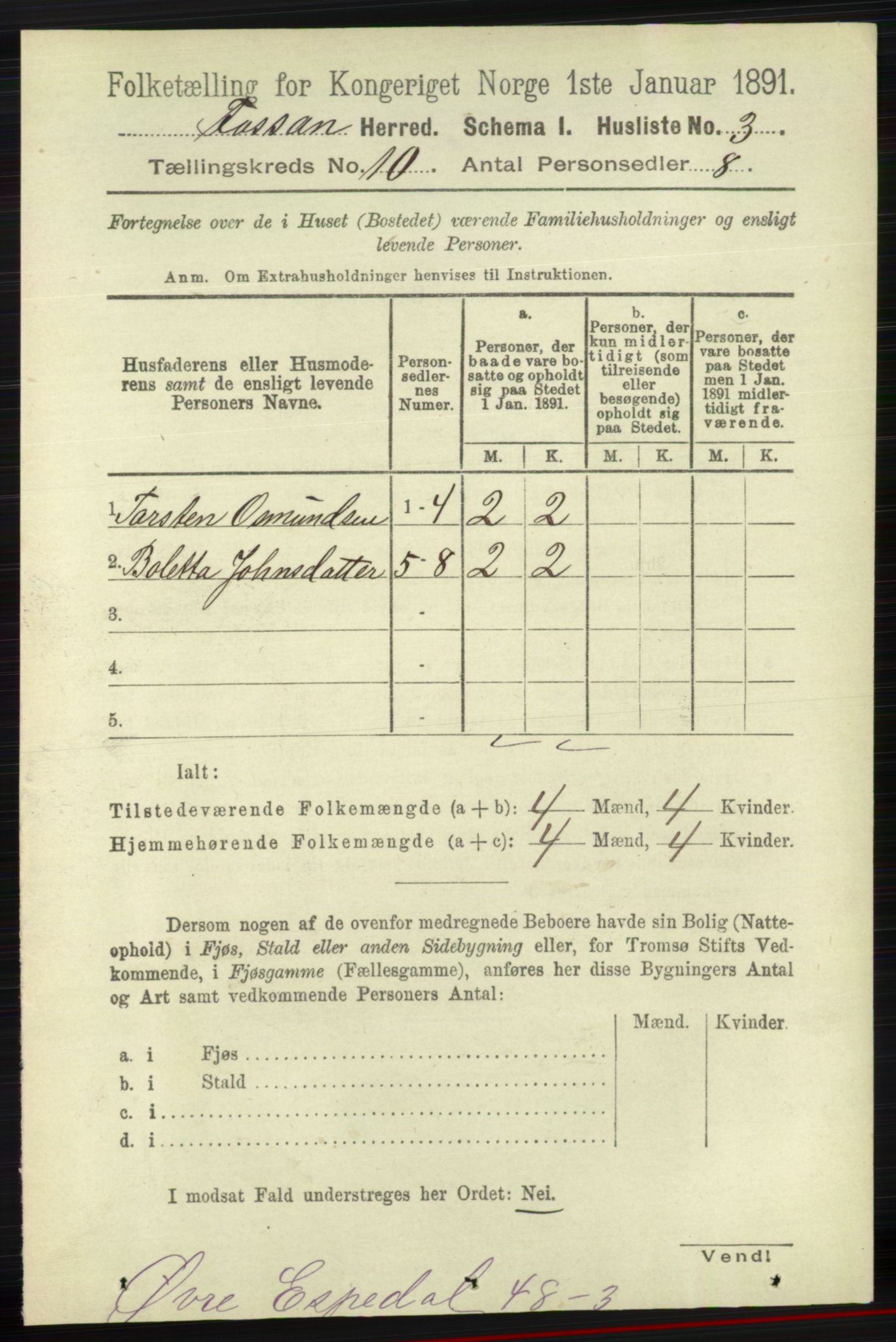 RA, Folketelling 1891 for 1129 Forsand herred, 1891, s. 1648