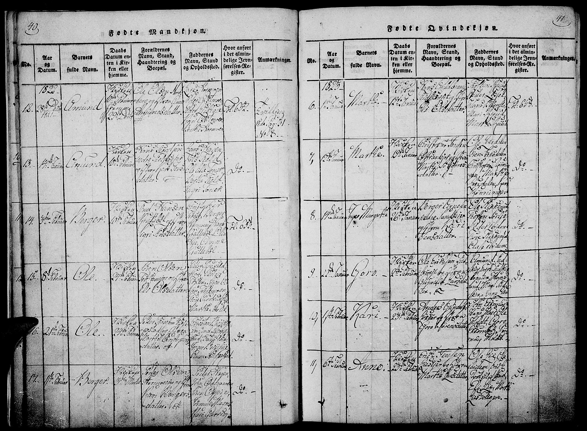 Nord-Odal prestekontor, AV/SAH-PREST-032/H/Ha/Haa/L0001: Ministerialbok nr. 1, 1819-1838, s. 40-41