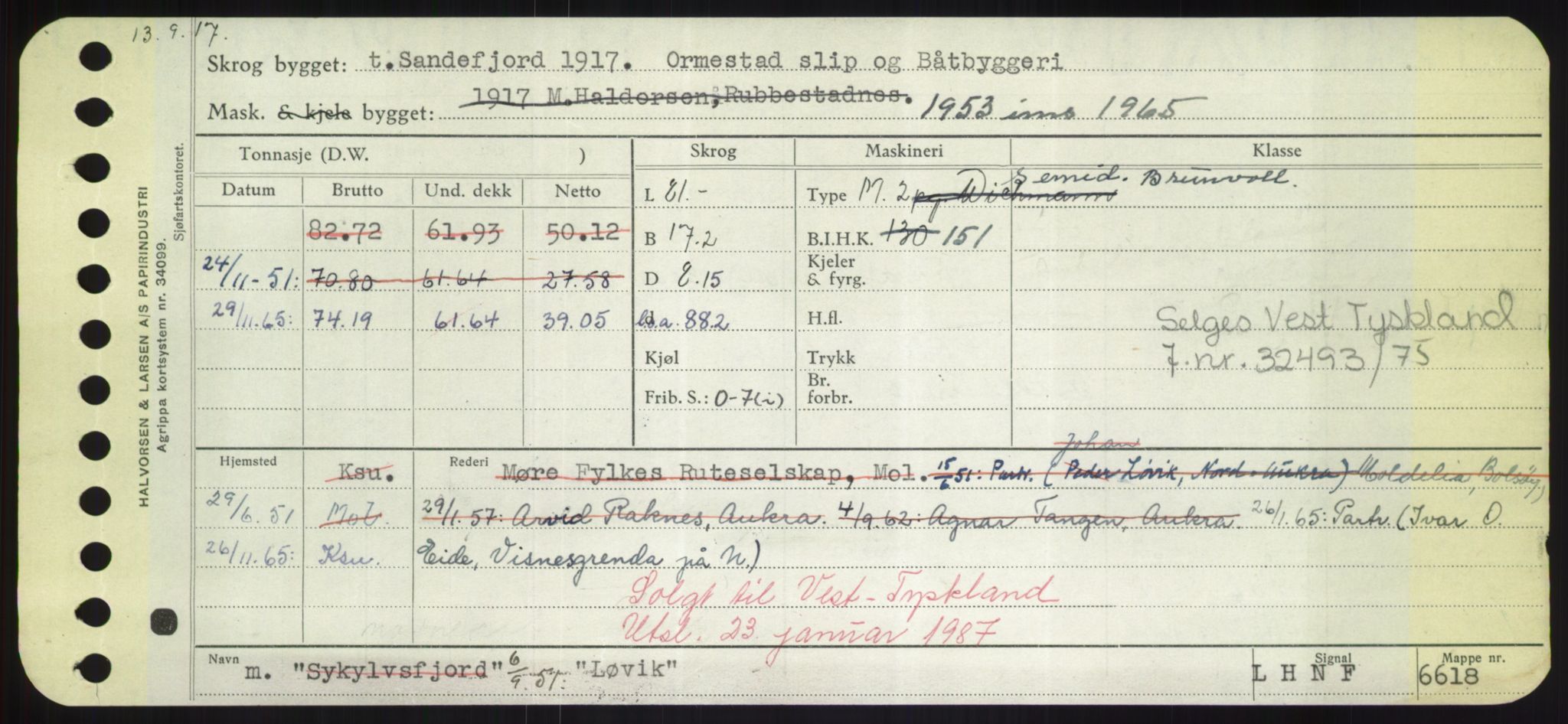 Sjøfartsdirektoratet med forløpere, Skipsmålingen, RA/S-1627/H/Hd/L0023: Fartøy, Lia-Løv, s. 561