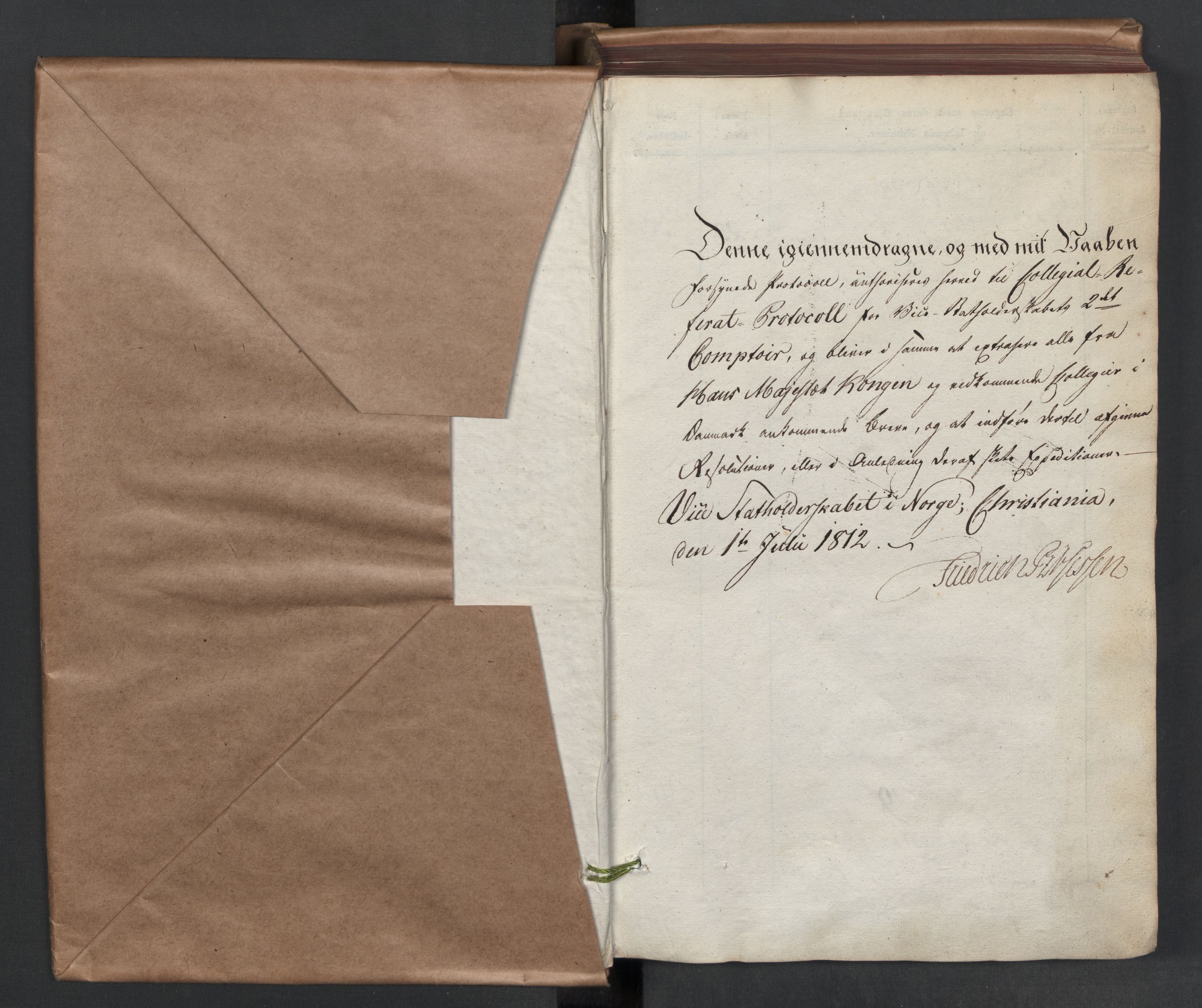 Stattholderembetet 1810-1814, 2. kontor (Kontor B), AV/RA-EA-5432/Aa/L0002: Kollegial referatprotokoll,  j.nr. 284-511,  l.nr. 328-639, 1812-1813, s. 2