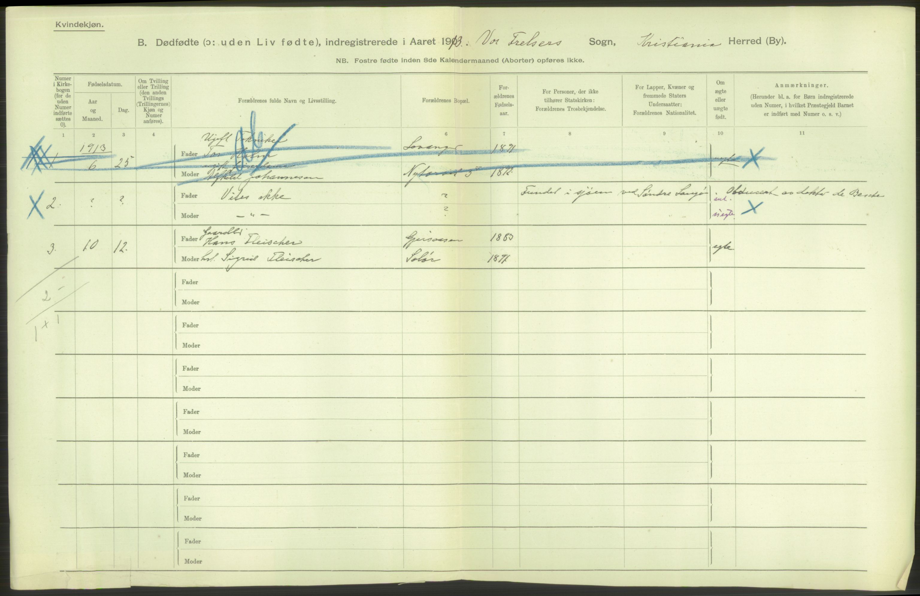 Statistisk sentralbyrå, Sosiodemografiske emner, Befolkning, RA/S-2228/D/Df/Dfb/Dfbc/L0010: Kristiania: Døde, dødfødte., 1913, s. 68