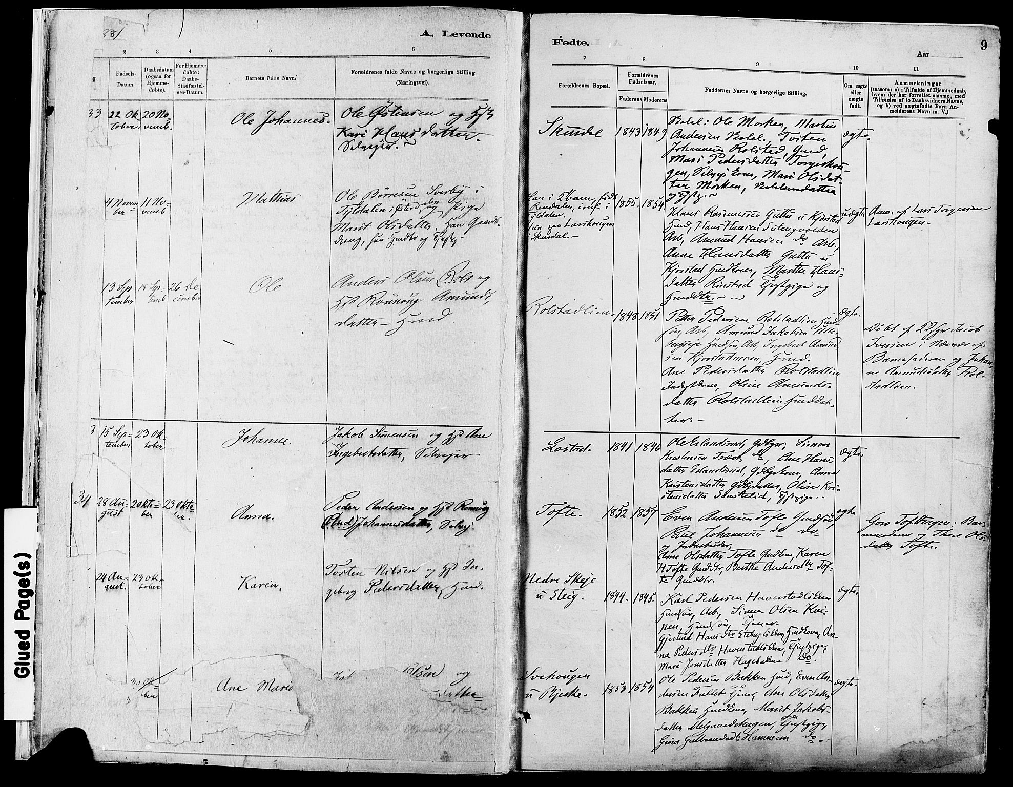 Sør-Fron prestekontor, AV/SAH-PREST-010/H/Ha/Haa/L0003: Ministerialbok nr. 3, 1881-1897, s. 9