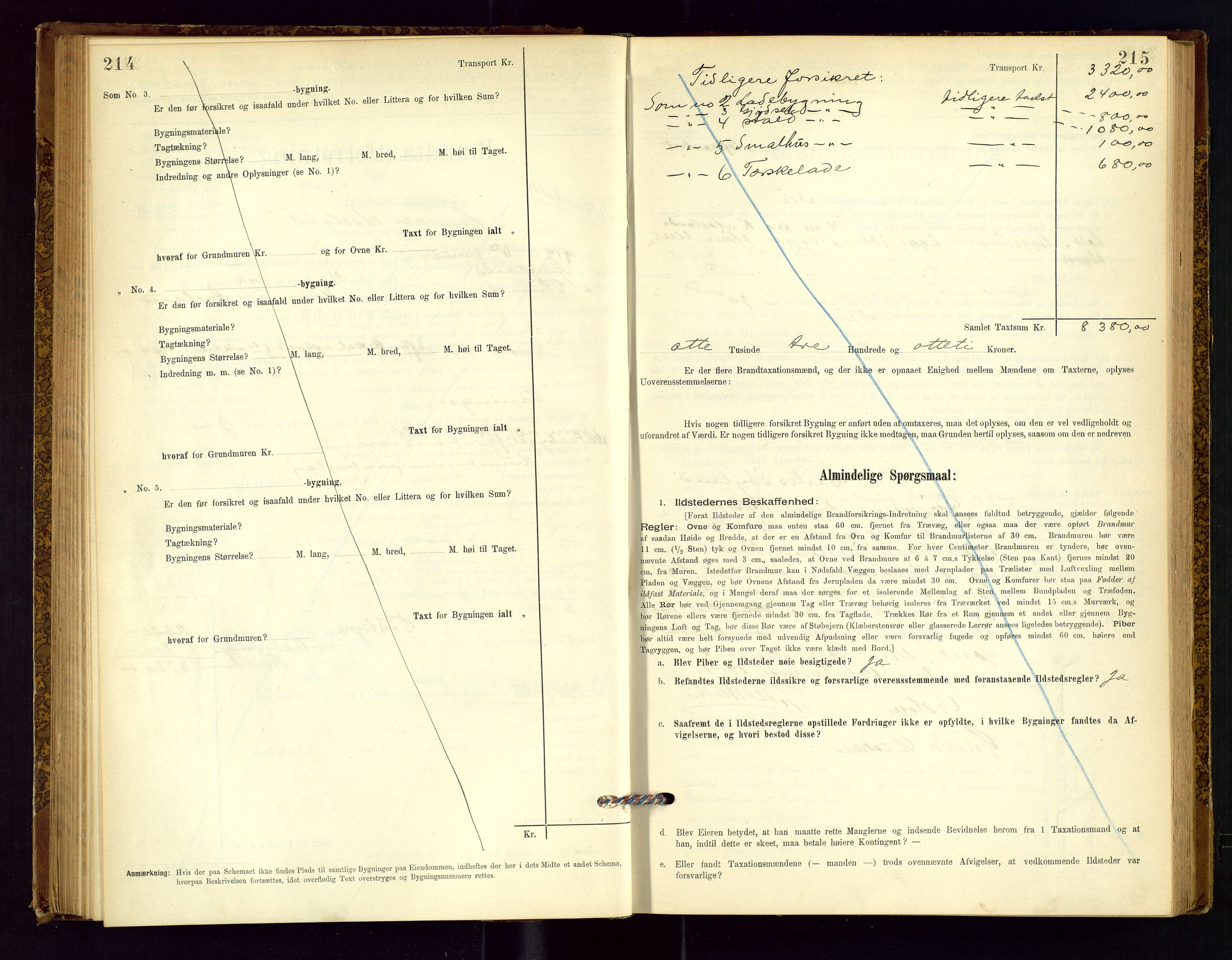 Time lensmannskontor, AV/SAST-A-100420/Gob/L0001: Branntakstprotokoll, 1896-1914, s. 214-215