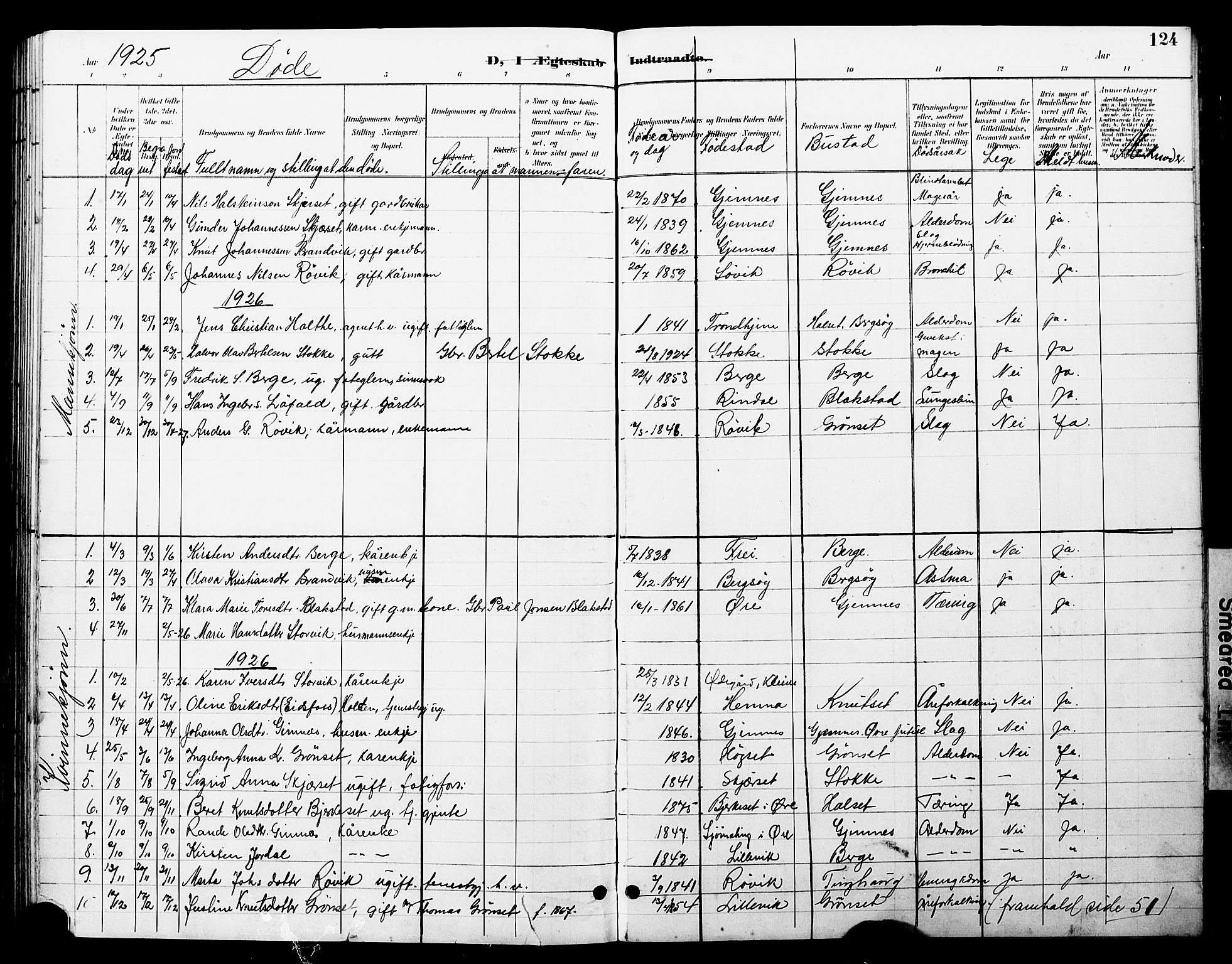 Ministerialprotokoller, klokkerbøker og fødselsregistre - Møre og Romsdal, SAT/A-1454/585/L0973: Klokkerbok nr. 585C01, 1893-1930, s. 124