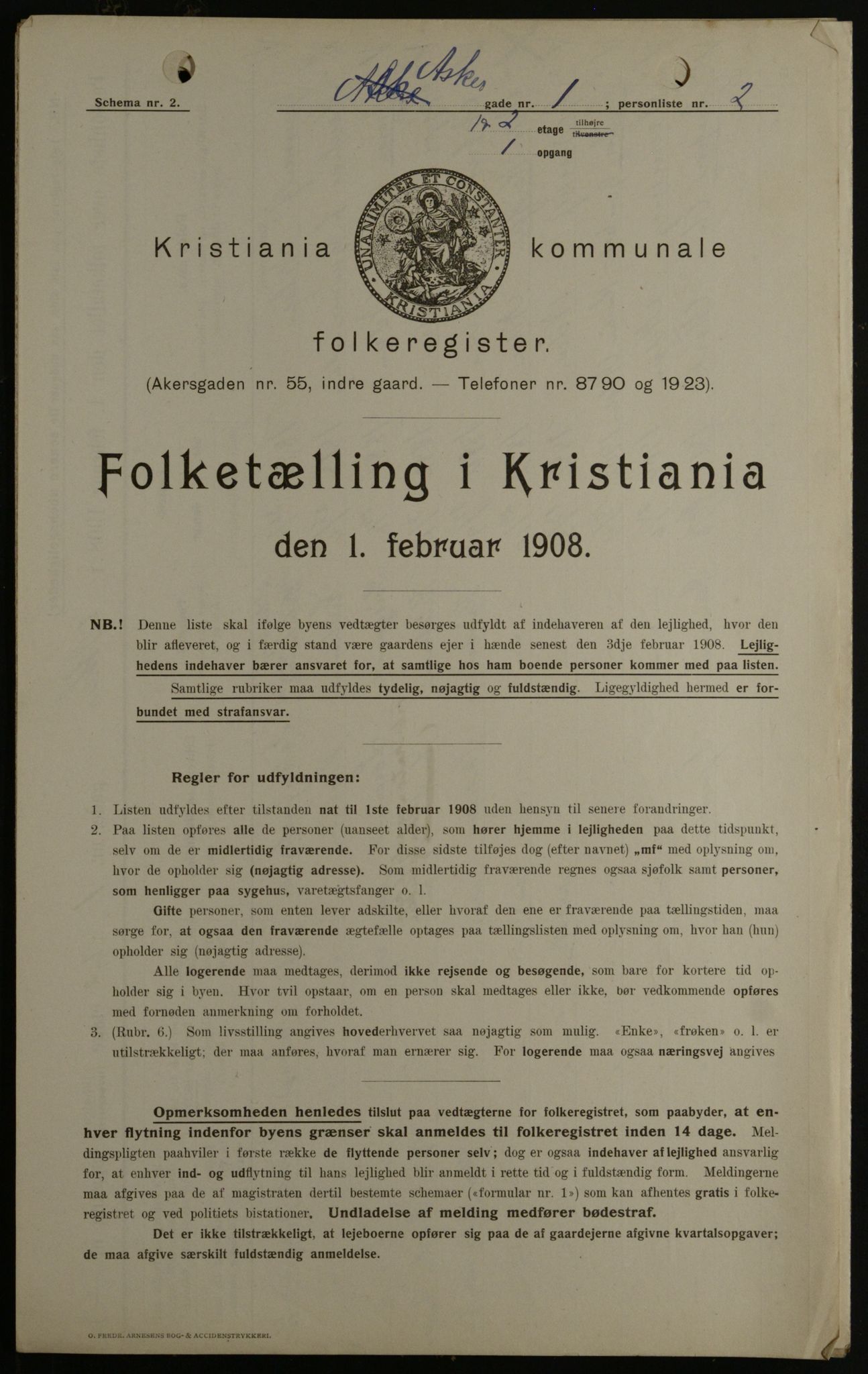 OBA, Kommunal folketelling 1.2.1908 for Kristiania kjøpstad, 1908, s. 2606