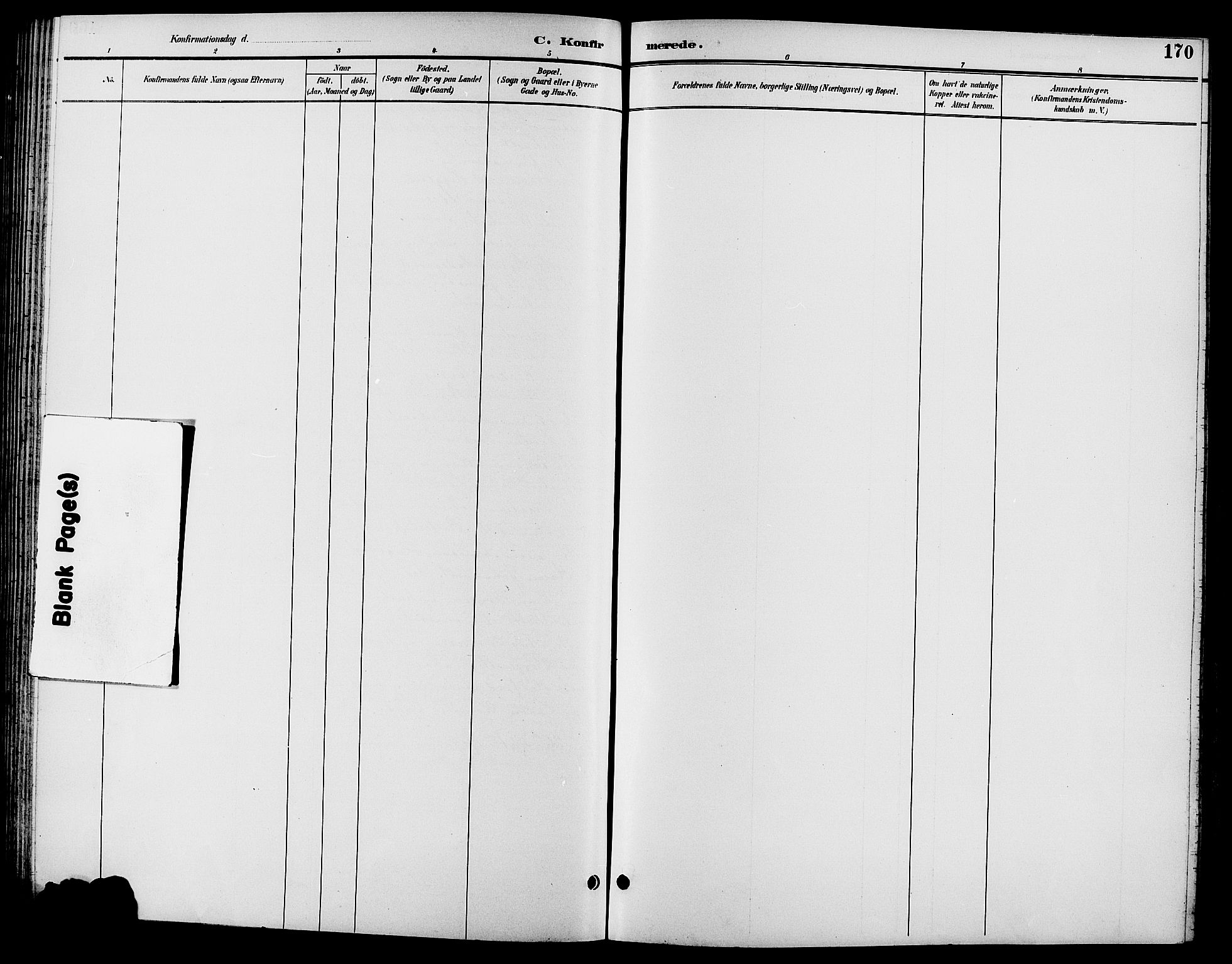 Biri prestekontor, SAH/PREST-096/H/Ha/Hab/L0004: Klokkerbok nr. 4, 1892-1909, s. 170