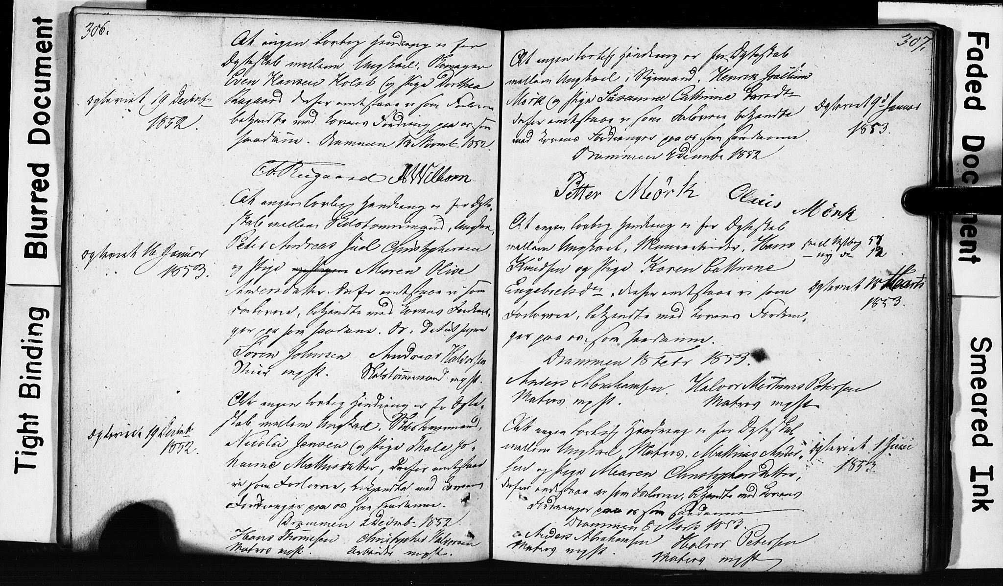 Strømsø kirkebøker, AV/SAKO-A-246/H/Hb/L0002: Forlovererklæringer nr. 2, 1815-1857, s. 306-307