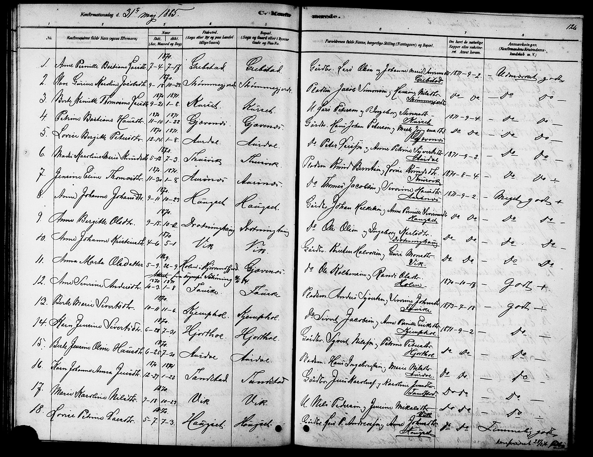 Ministerialprotokoller, klokkerbøker og fødselsregistre - Møre og Romsdal, AV/SAT-A-1454/523/L0339: Klokkerbok nr. 523C02, 1878-1891, s. 126