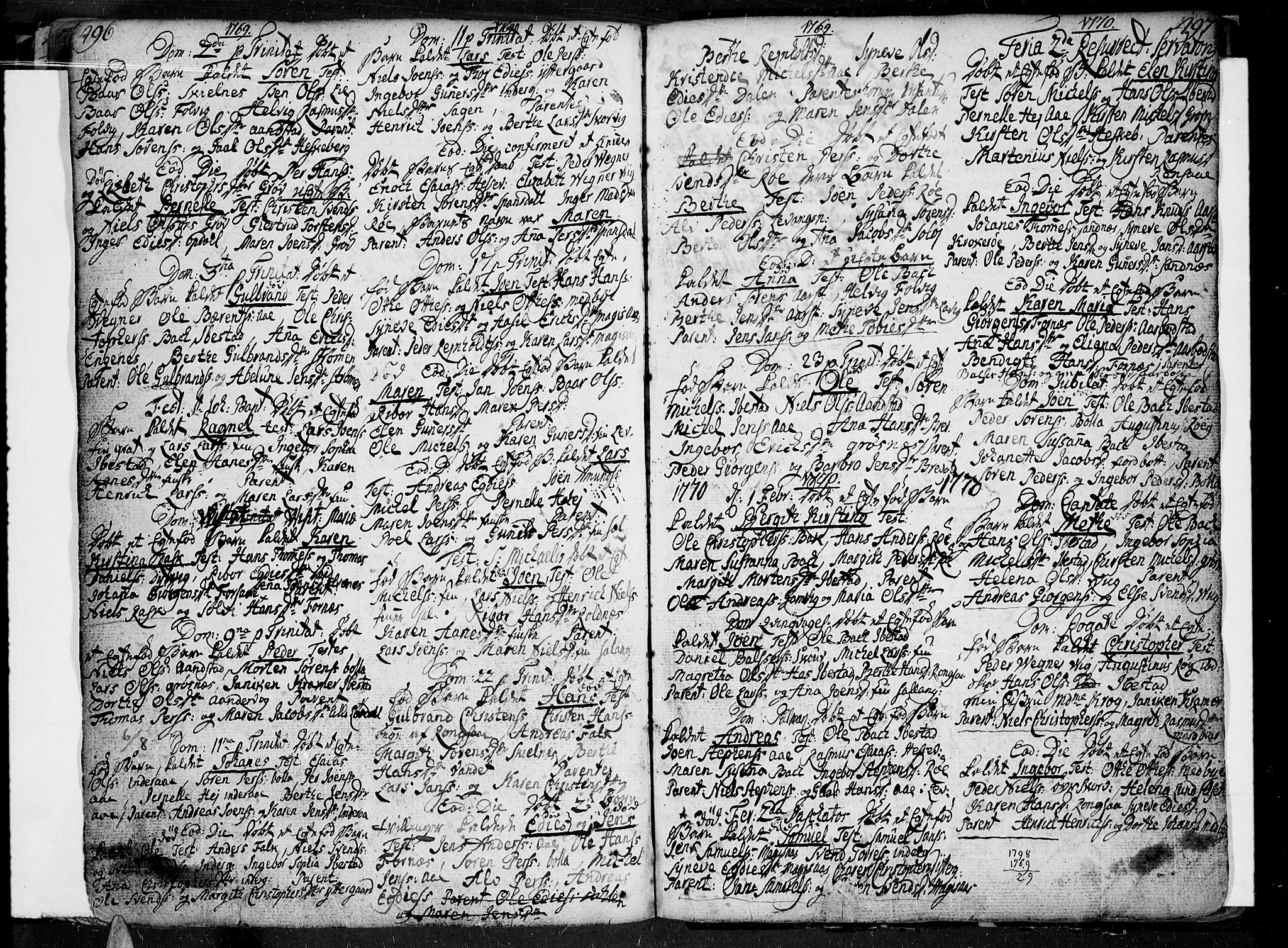 Ibestad sokneprestembete, AV/SATØ-S-0077/H/Ha/Haa/L0002kirke: Ministerialbok nr. 2, 1751-1775, s. 496-497