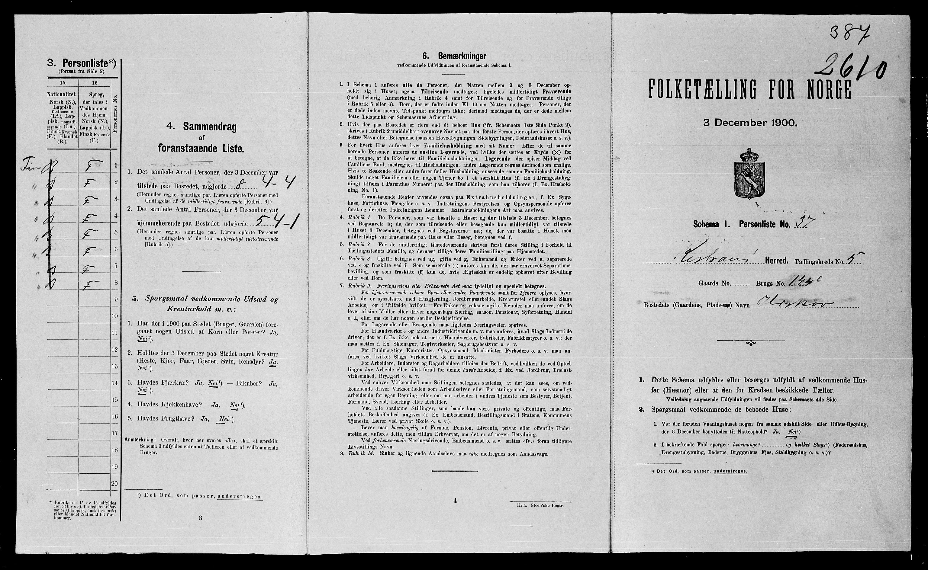 SATØ, Folketelling 1900 for 2020 Kistrand herred, 1900, s. 42