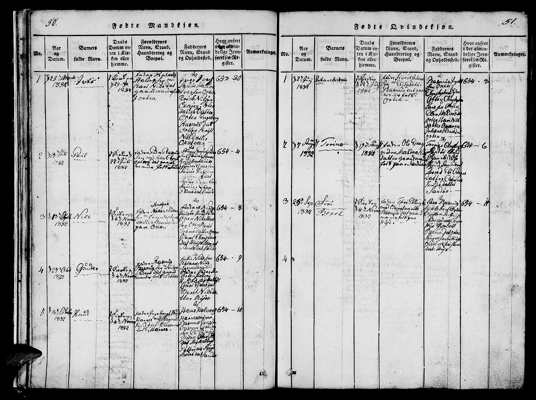 Ministerialprotokoller, klokkerbøker og fødselsregistre - Møre og Romsdal, AV/SAT-A-1454/561/L0731: Klokkerbok nr. 561C01, 1817-1867, s. 50-51