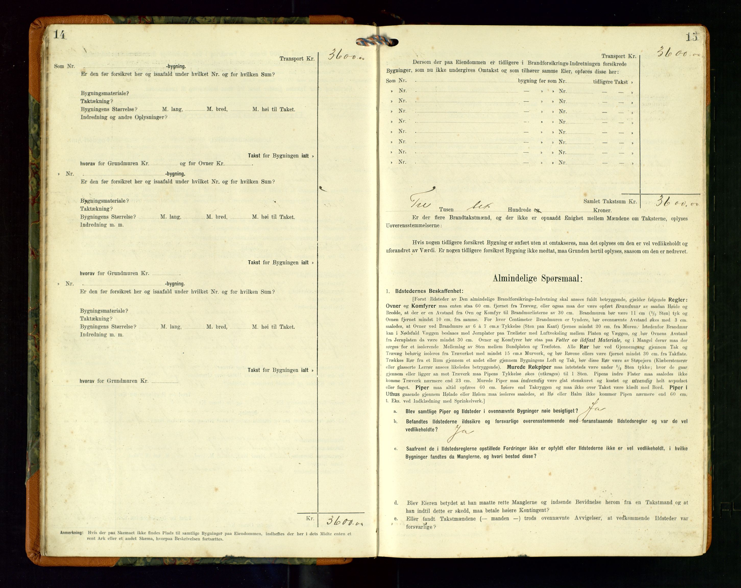 Hå lensmannskontor, AV/SAST-A-100456/Goa/L0004: Takstprotokoll (skjema), 1911-1926, s. 14-15
