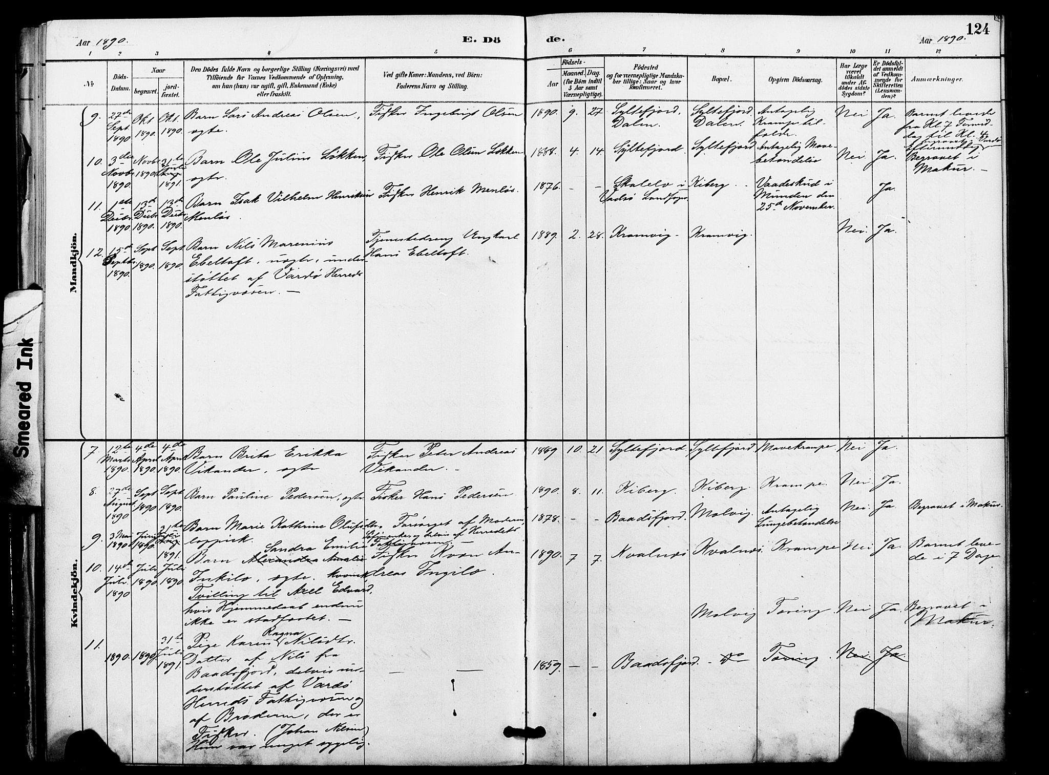Vardø sokneprestkontor, AV/SATØ-S-1332/H/Ha/L0009kirke: Ministerialbok nr. 9, 1887-1898, s. 124