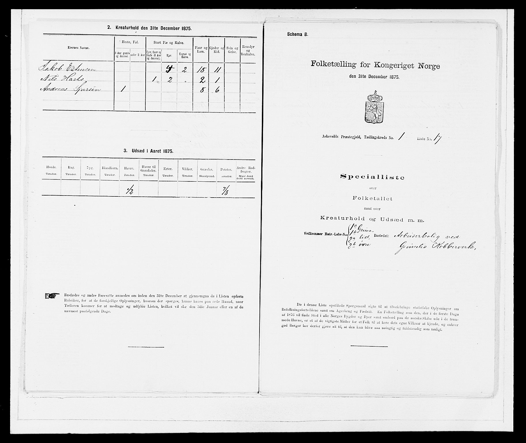 SAB, Folketelling 1875 for 1428P Askvoll prestegjeld, 1875, s. 39