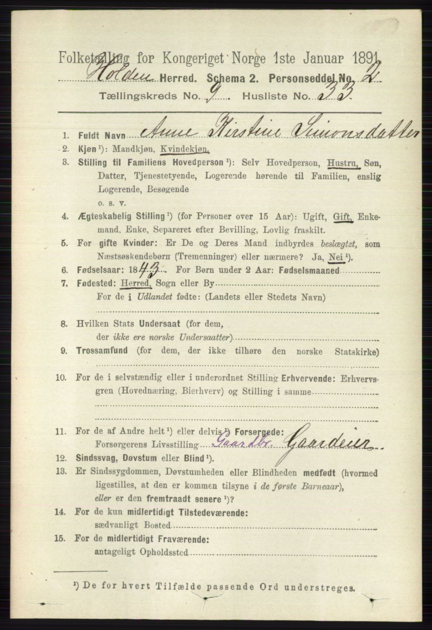 RA, Folketelling 1891 for 0819 Holla herred, 1891, s. 4246