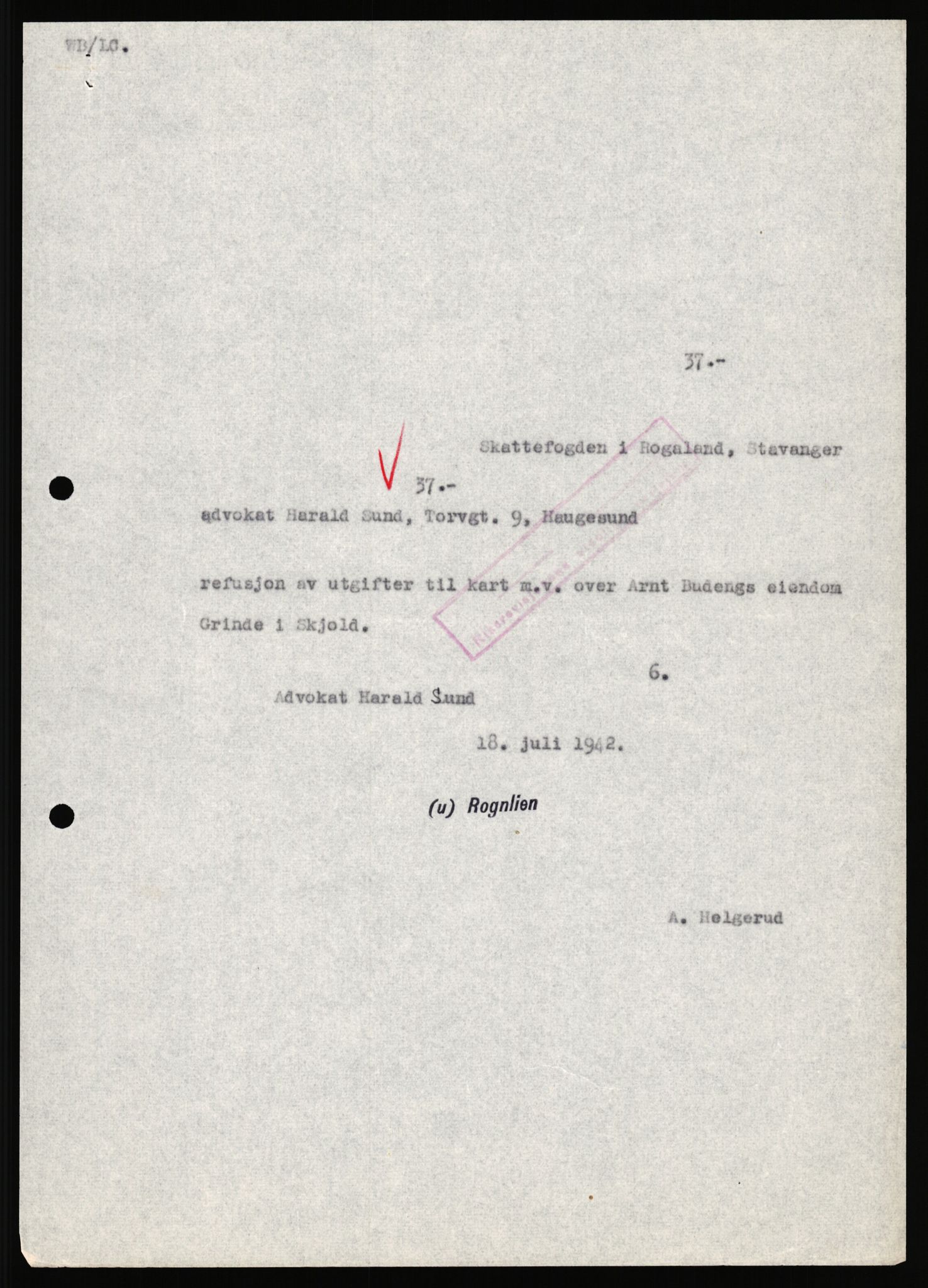 Forsvarsdepartementet, 10. kontor / Oppgjørskontoret, AV/RA-RAFA-1225/D/Dd/L0351: Rogaland, 1941-1958, s. 48