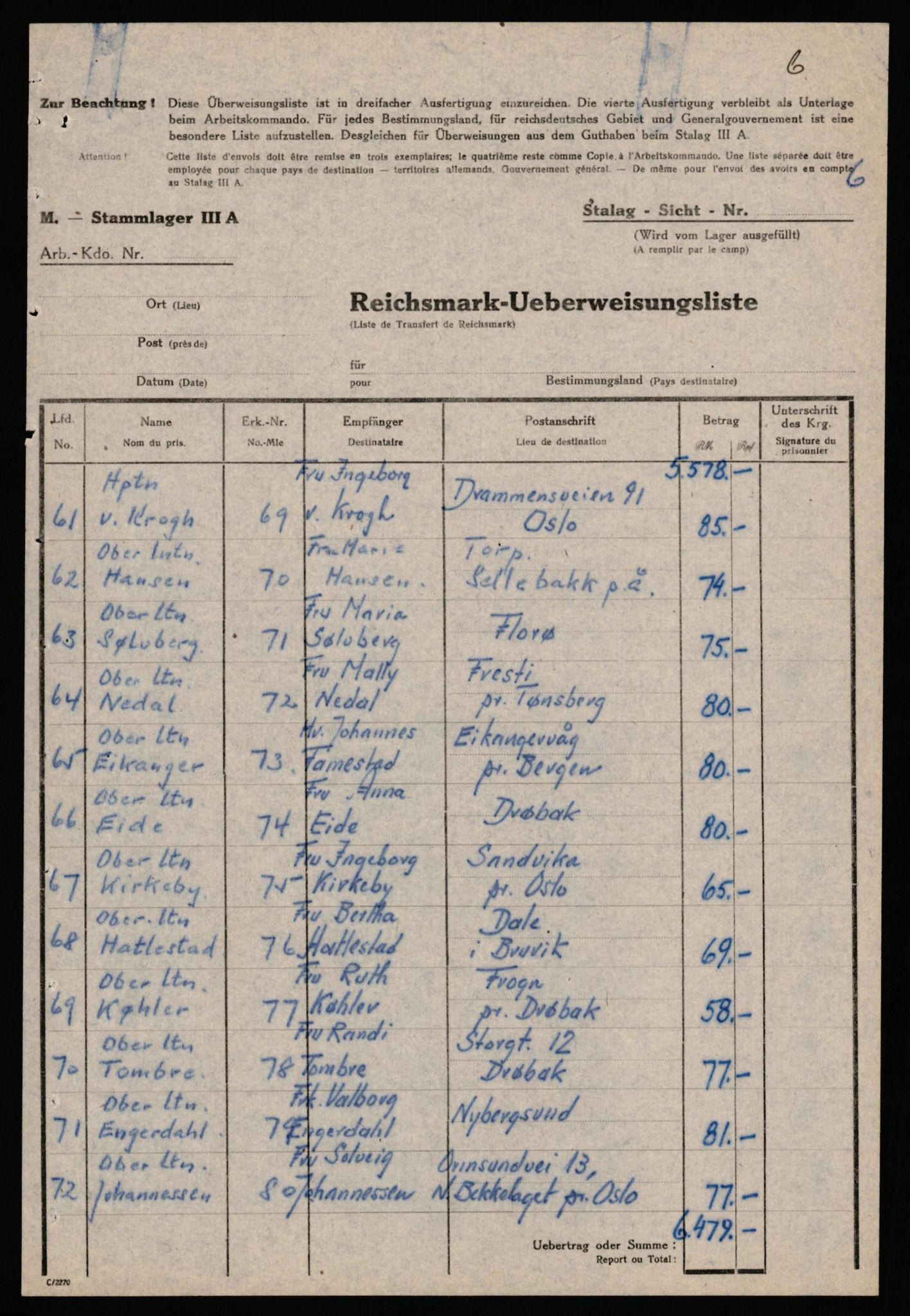 Forsvaret, Forsvarets krigshistoriske avdeling, AV/RA-RAFA-2017/Y/Yf/L0202: II-C-11-2103-2104  -  Norske offiserer i krigsfangenskap, 1940-1945, s. 261