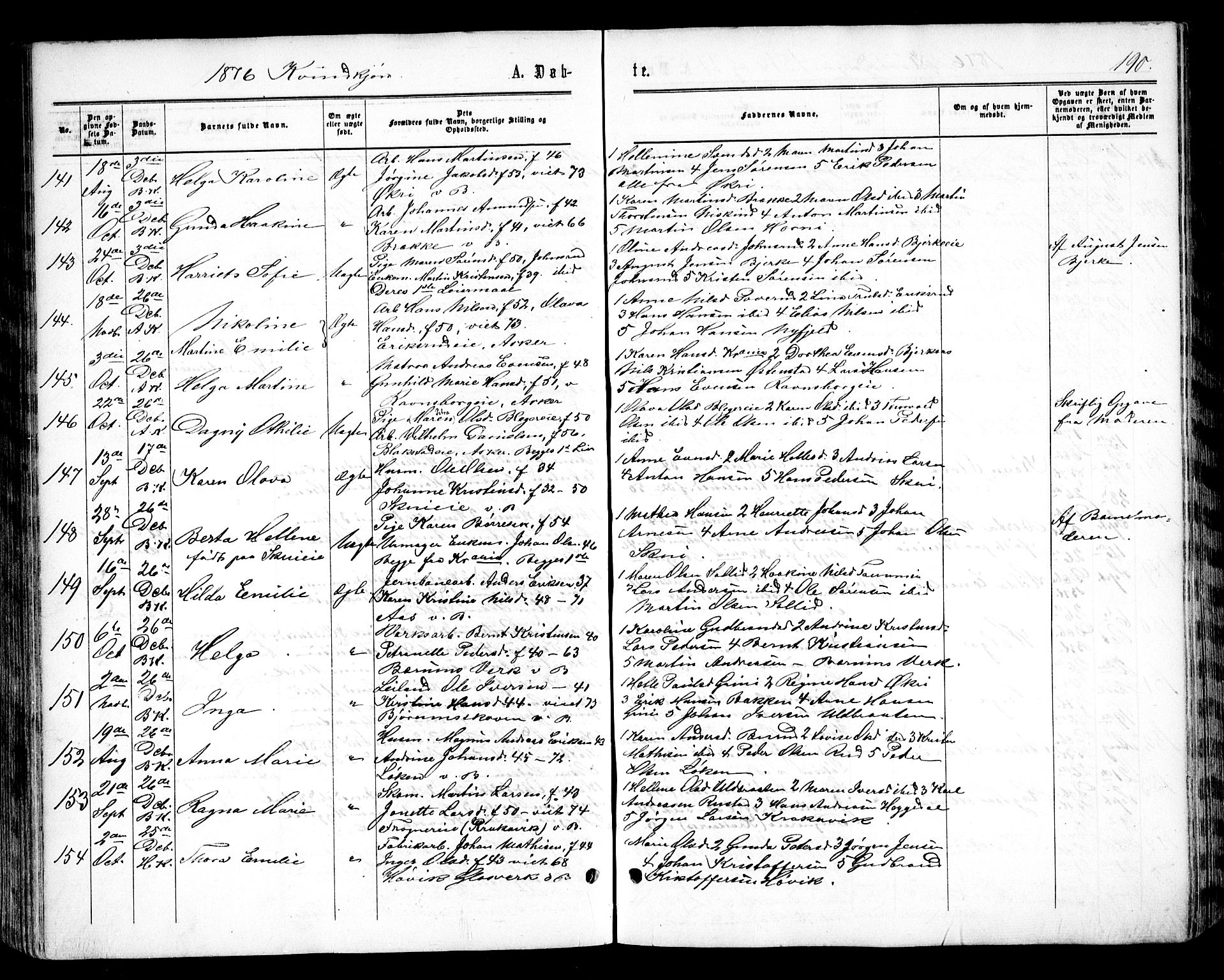 Asker prestekontor Kirkebøker, AV/SAO-A-10256a/F/Fa/L0008: Ministerialbok nr. I 8, 1865-1878, s. 190
