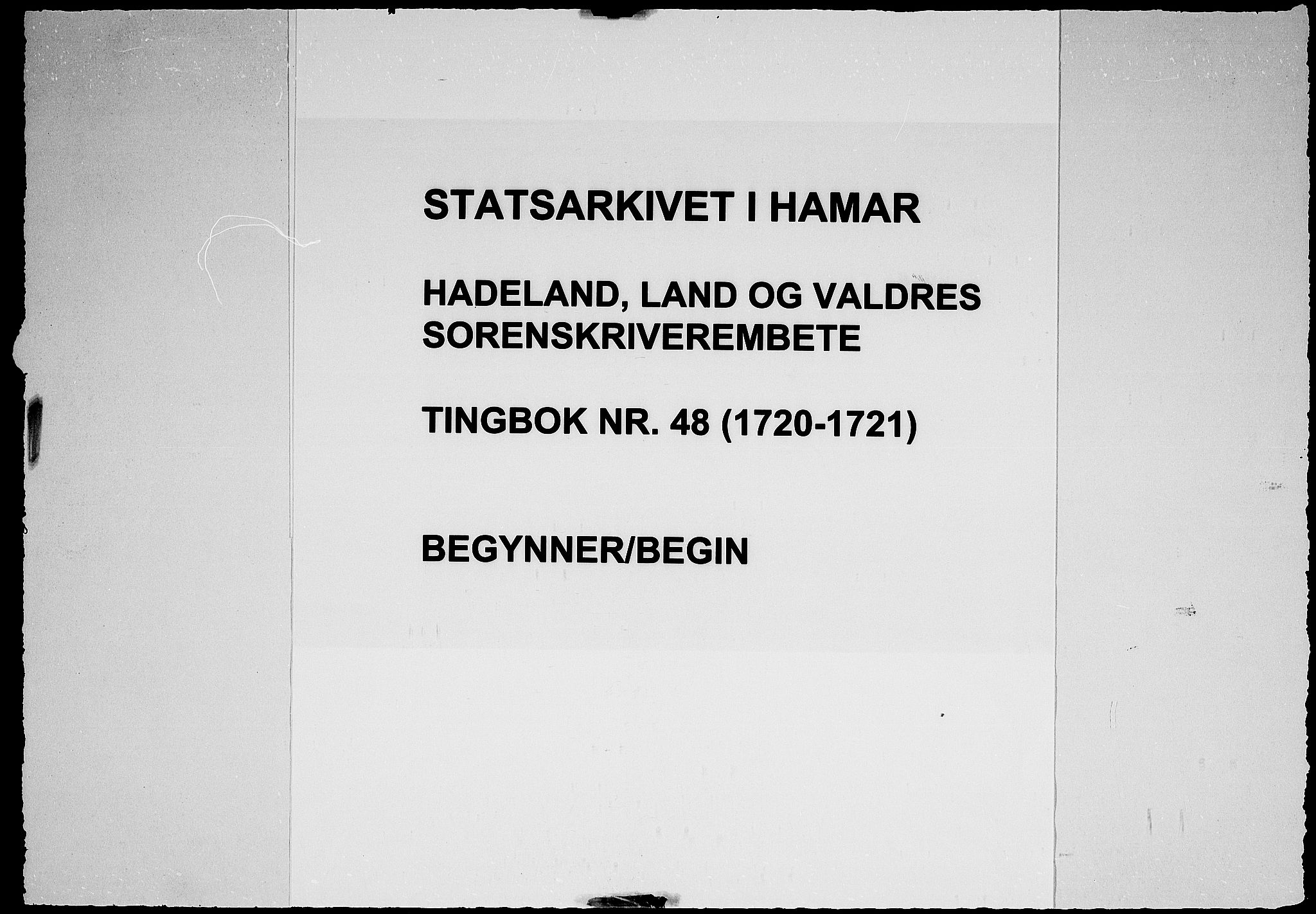 Hadeland, Land og Valdres sorenskriveri, AV/SAH-TING-028/G/Gb/L0048: Tingbok, 1720-1721