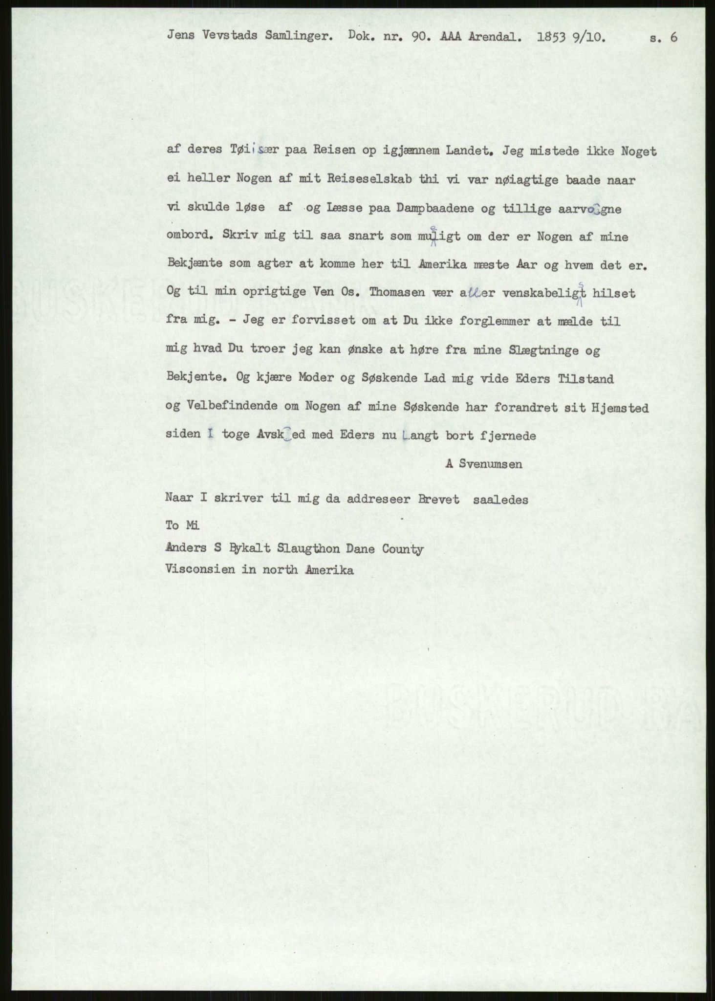 Samlinger til kildeutgivelse, Amerikabrevene, AV/RA-EA-4057/F/L0026: Innlån fra Aust-Agder: Aust-Agder-Arkivet - Erickson, 1838-1914, s. 847