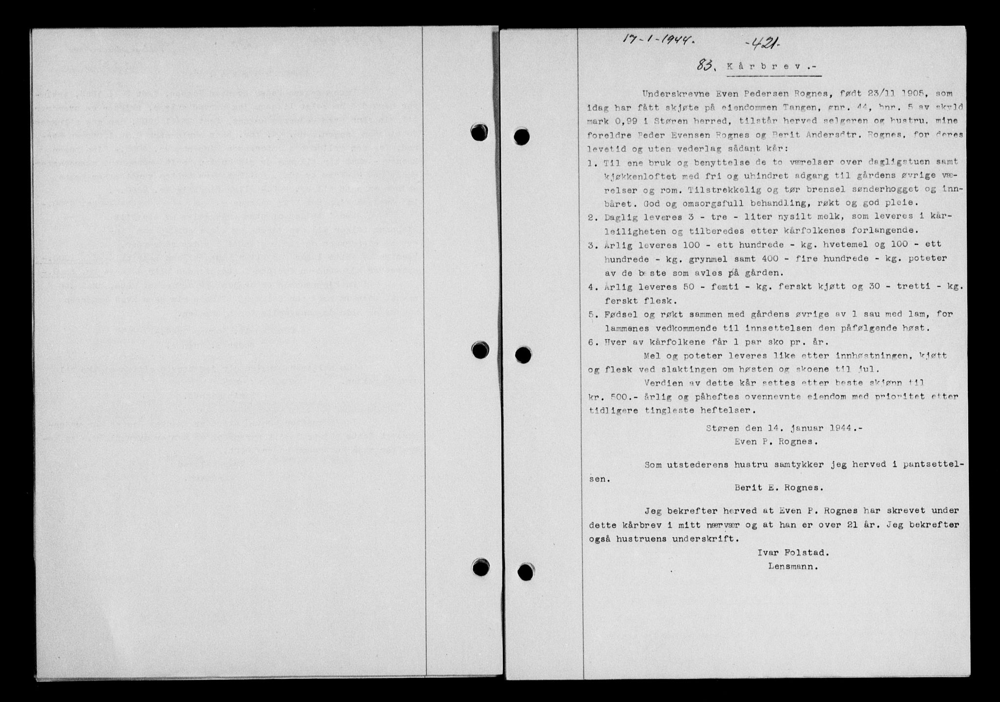Gauldal sorenskriveri, SAT/A-0014/1/2/2C/L0057: Pantebok nr. 62, 1943-1944, Dagboknr: 83/1944