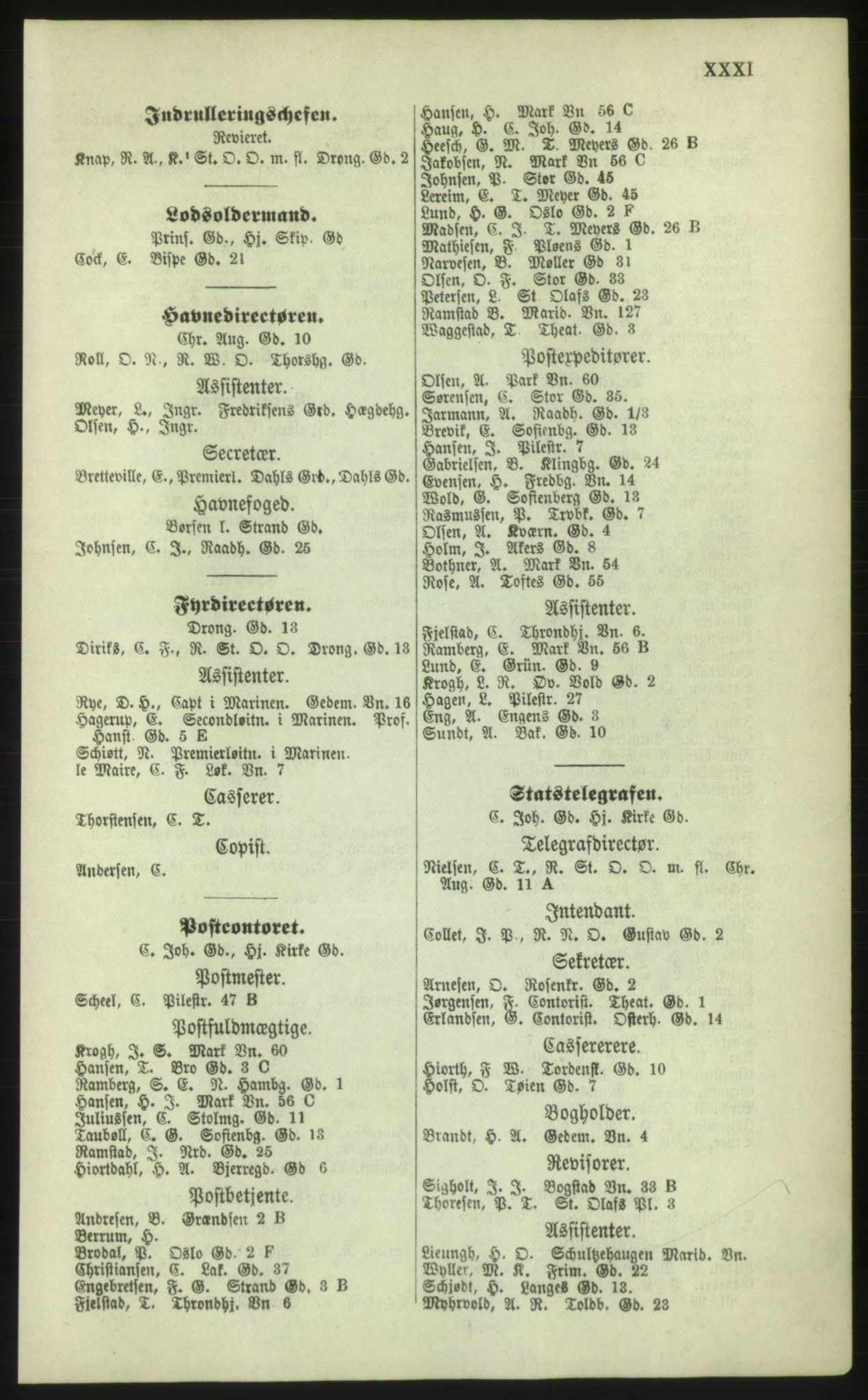 Kristiania/Oslo adressebok, PUBL/-, 1879, s. XXXI