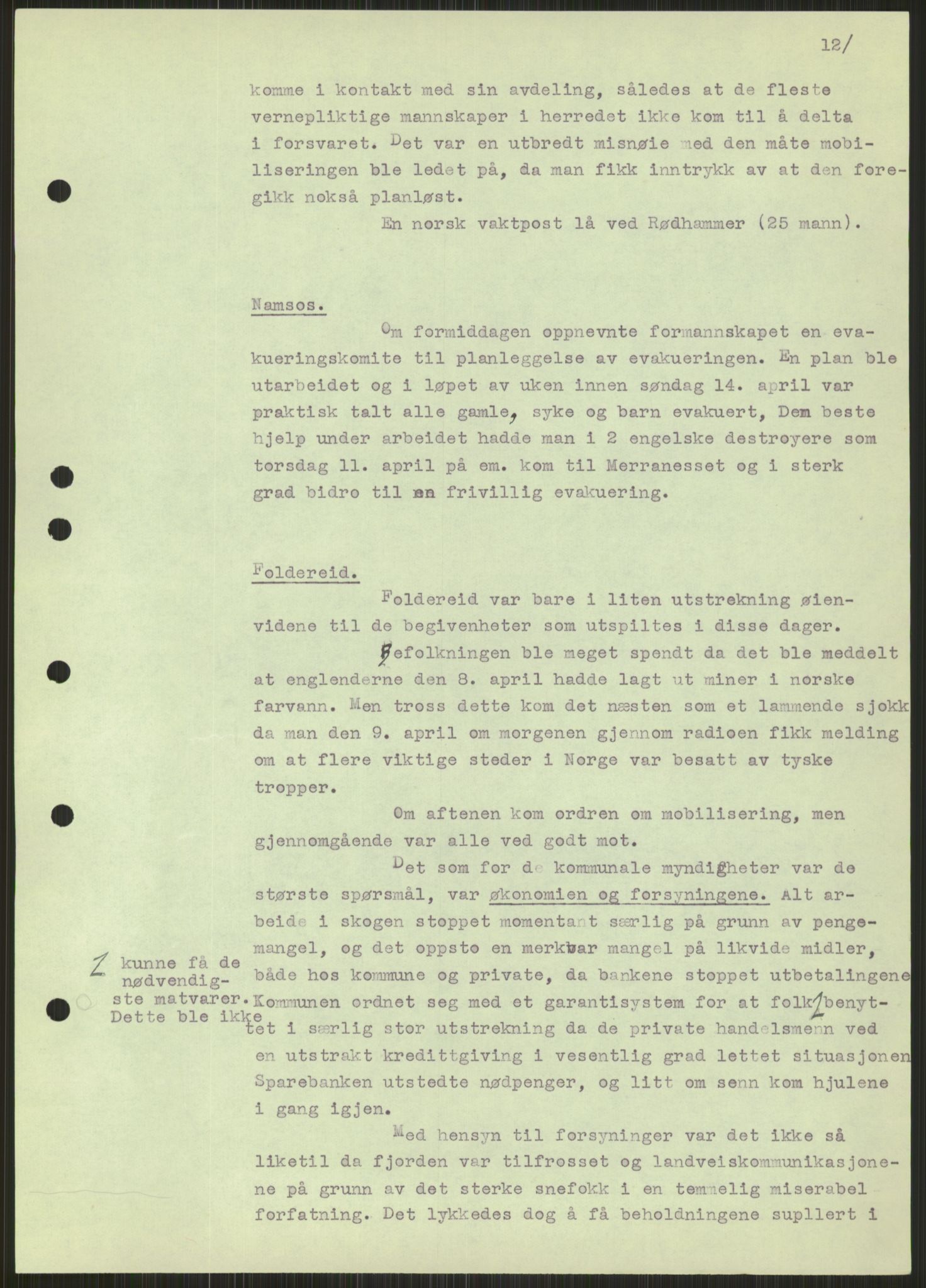 Forsvaret, Forsvarets krigshistoriske avdeling, AV/RA-RAFA-2017/Y/Ya/L0016: II-C-11-31 - Fylkesmenn.  Rapporter om krigsbegivenhetene 1940., 1940, s. 372