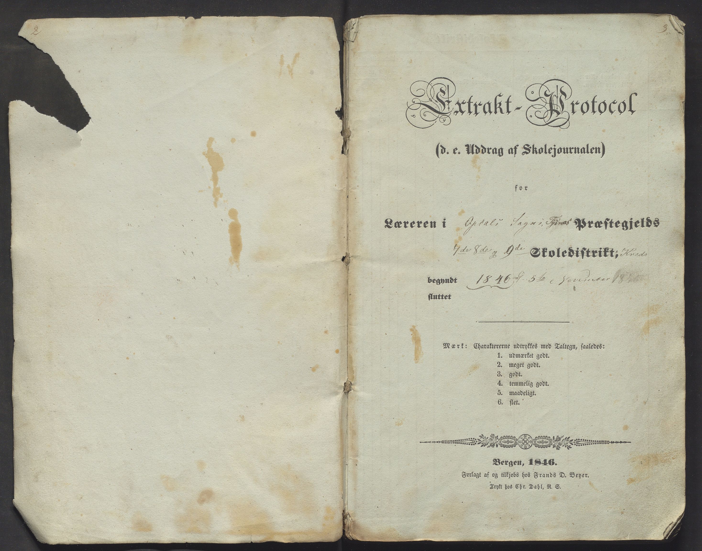 Tysnes kommune. Barneskulane, IKAH/1223-231/F/Fa/Fac/L0002: Skuleprotokoll for 4. skuledistrikt, 1846-1867