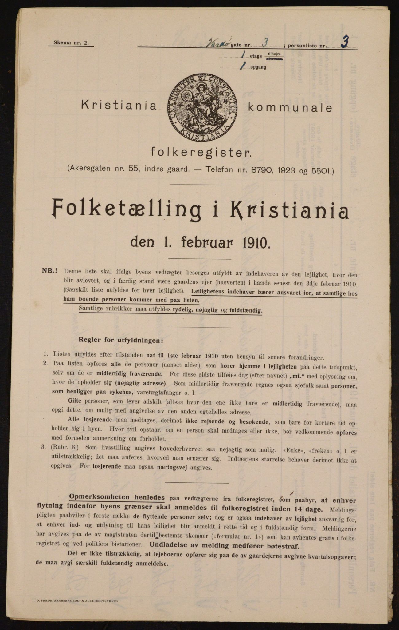 OBA, Kommunal folketelling 1.2.1910 for Kristiania, 1910, s. 115506