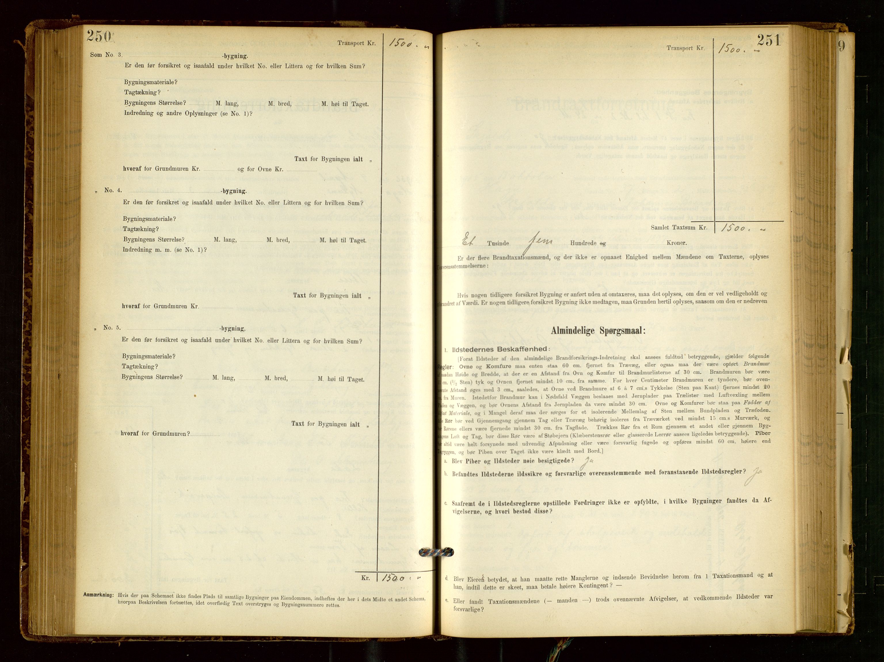 Skjold lensmannskontor, AV/SAST-A-100182/Gob/L0001: "Brandtaxationsprotokol for Skjold Lensmandsdistrikt Ryfylke Fogderi", 1894-1939, s. 250-251