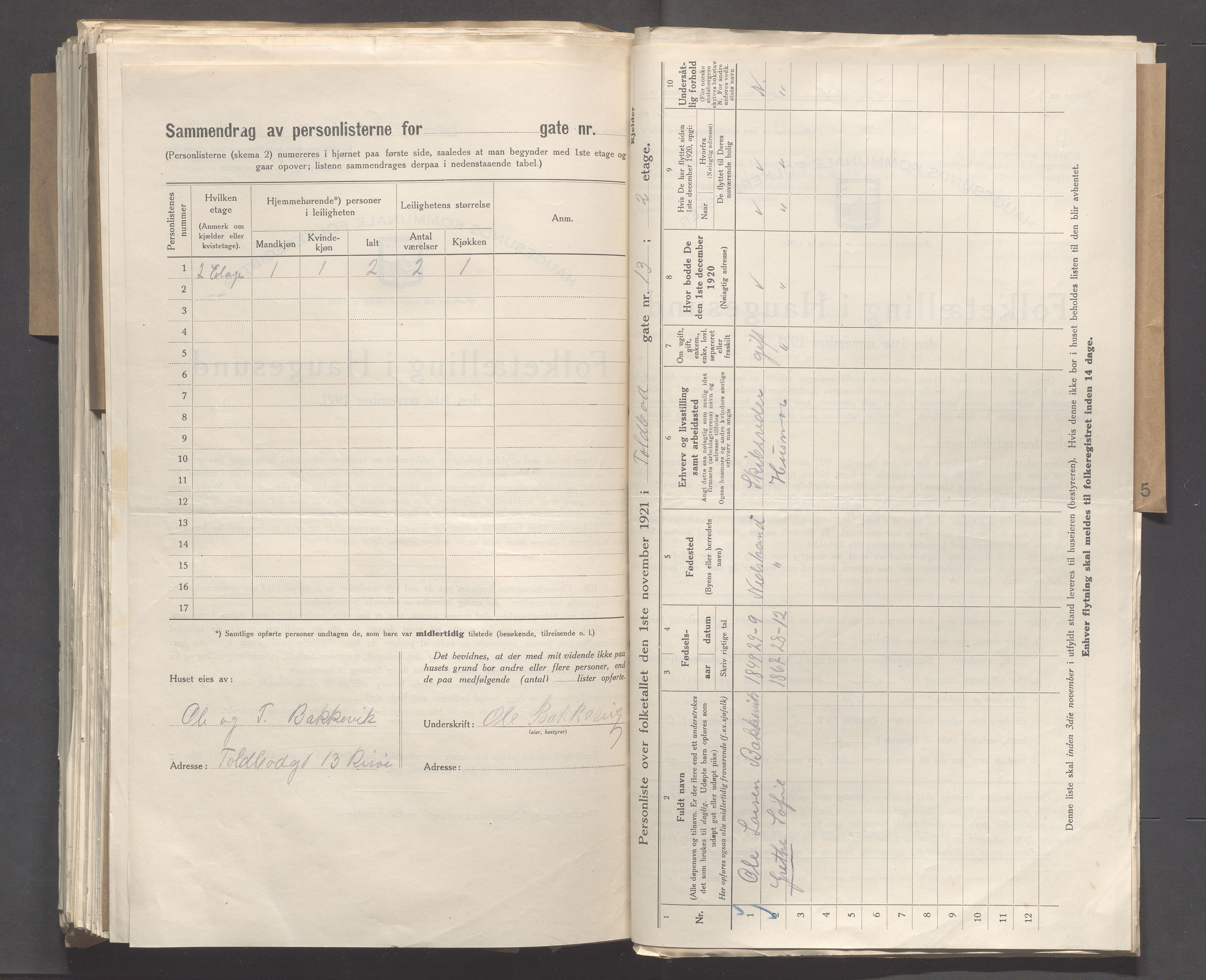 IKAR, Kommunal folketelling 1.11.1921 for Haugesund, 1921, s. 7438