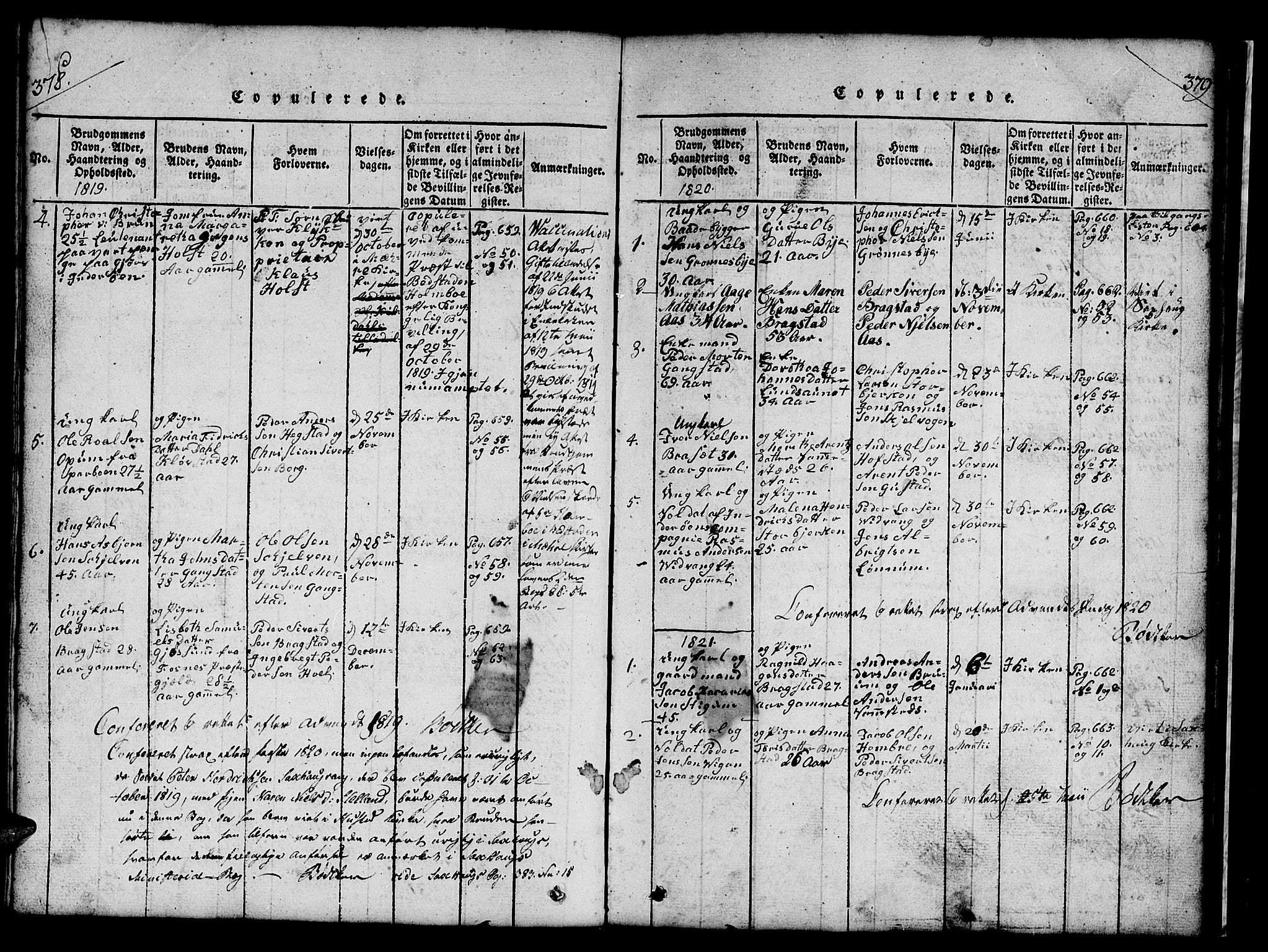 Ministerialprotokoller, klokkerbøker og fødselsregistre - Nord-Trøndelag, AV/SAT-A-1458/732/L0317: Klokkerbok nr. 732C01, 1816-1881, s. 378-379