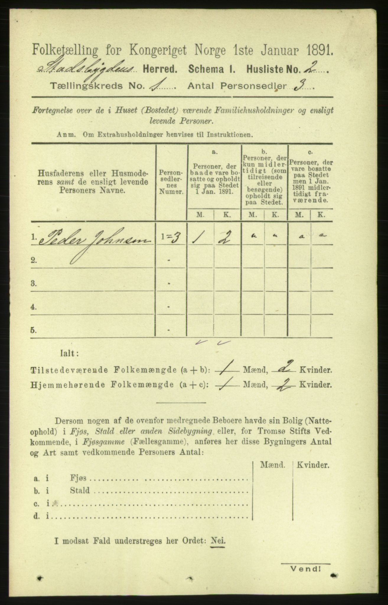 RA, Folketelling 1891 for 1625 Stadsbygd herred, 1891, s. 17