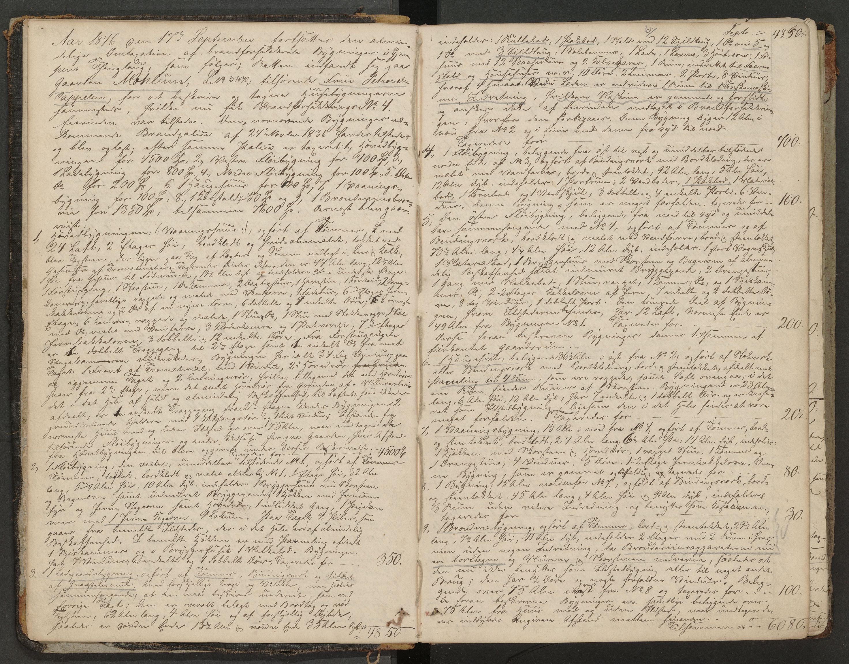 Gjerpen og Siljan lensmannskontor, AV/SAKO-A-555/Y/Ye/Yea/L0001: Branntakstprotokoll, 1846-1856