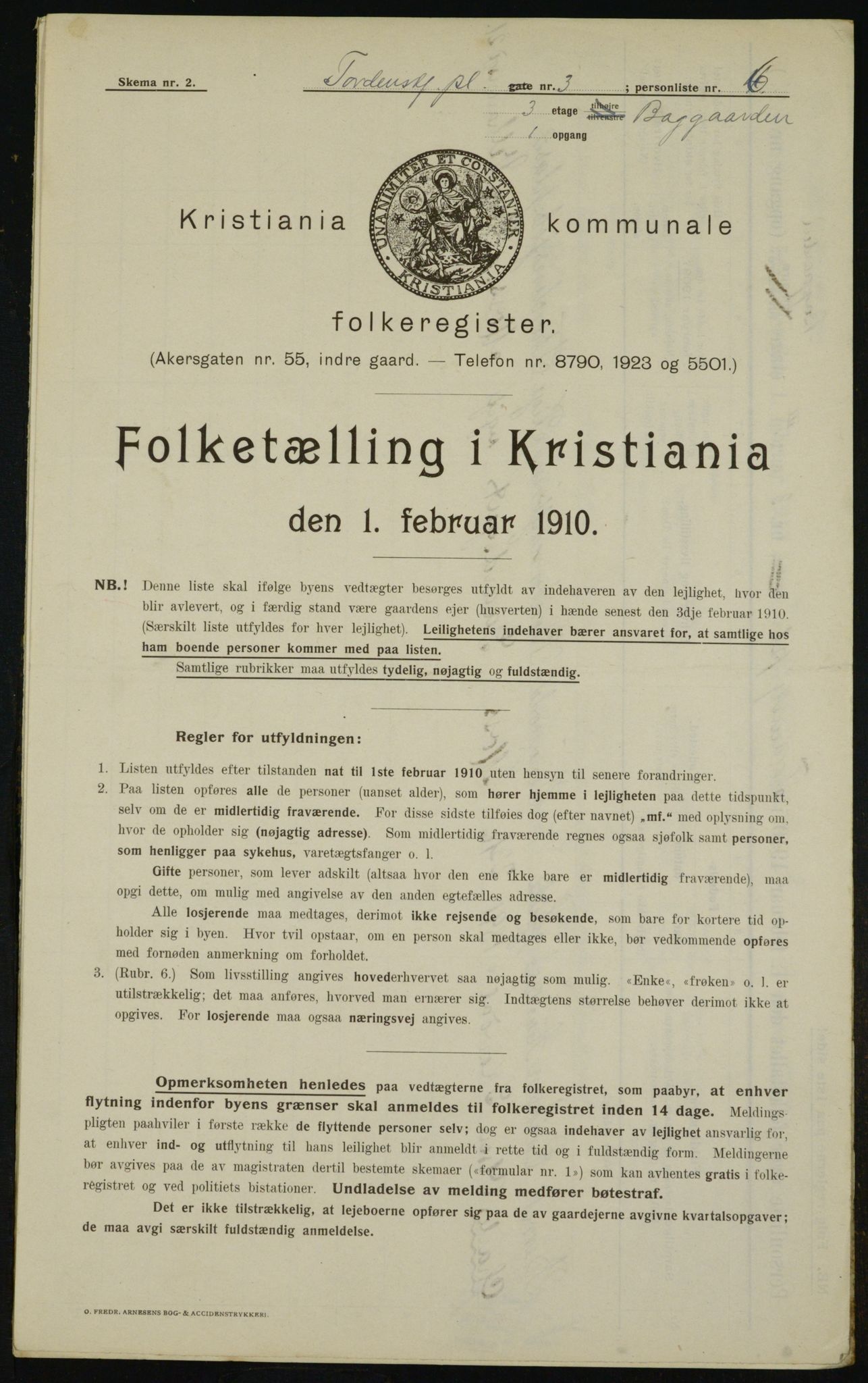 OBA, Kommunal folketelling 1.2.1910 for Kristiania, 1910, s. 108058