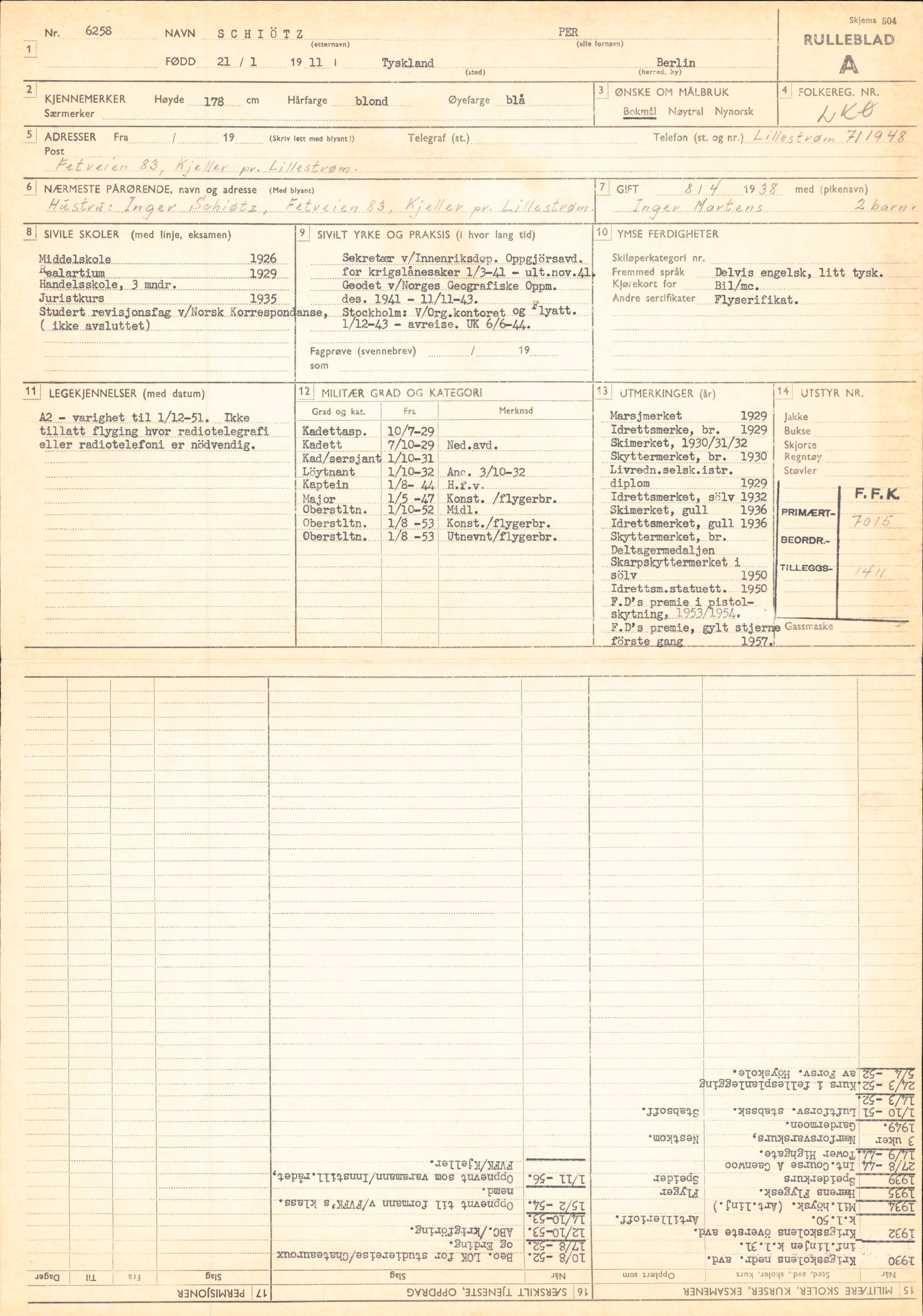 Forsvaret, Forsvarets overkommando/Luftforsvarsstaben, RA/RAFA-4079/P/Pa/L0028: Personellpapirer, 1911, s. 82