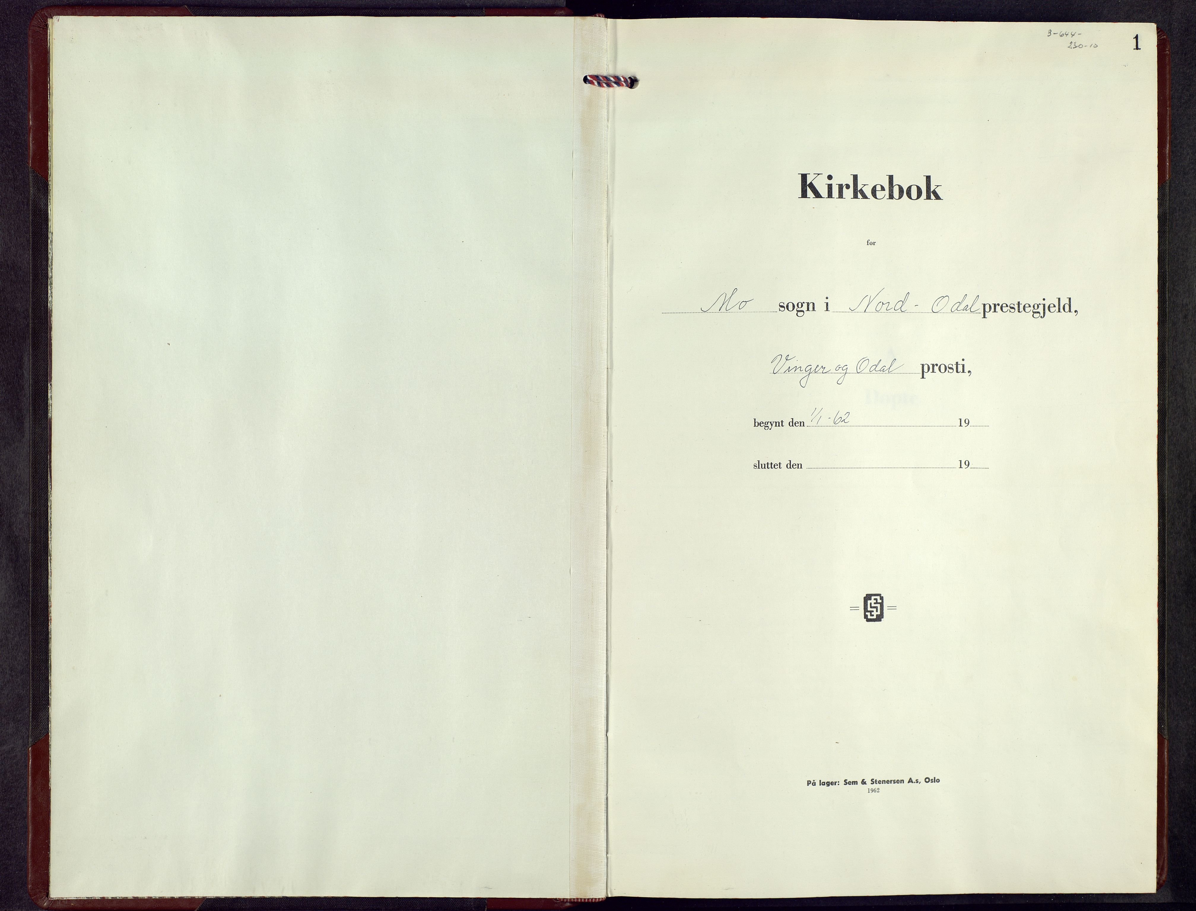 Nord-Odal prestekontor, AV/SAH-PREST-032/H/Ha/Hab/L0011: Klokkerbok nr. 11, 1962-1970, s. 1