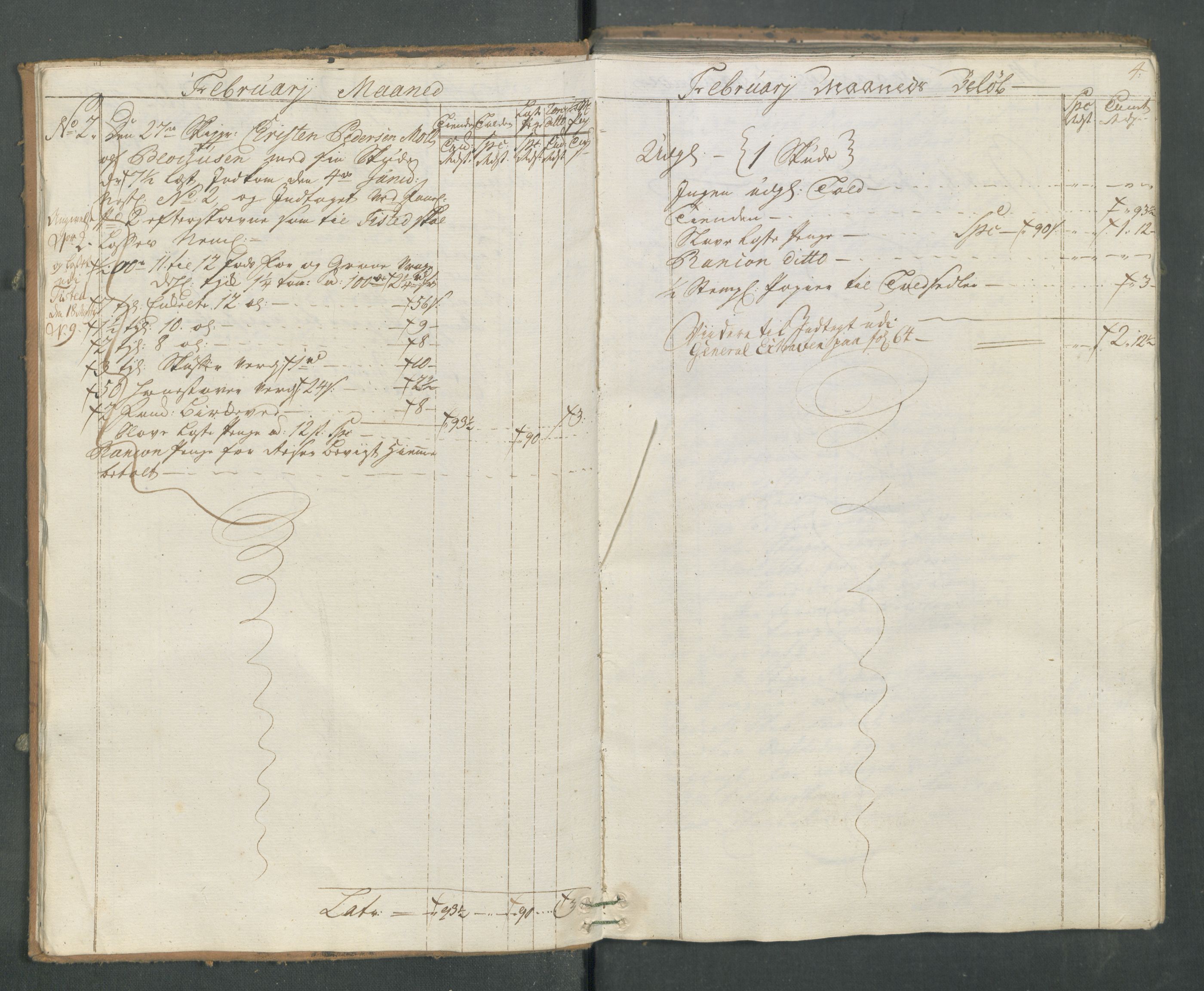 Generaltollkammeret, tollregnskaper, AV/RA-EA-5490/R13/L0033/0001: Tollregnskaper Kragerø / Utgående hovedtollbok, 1762, s. 3b-4a